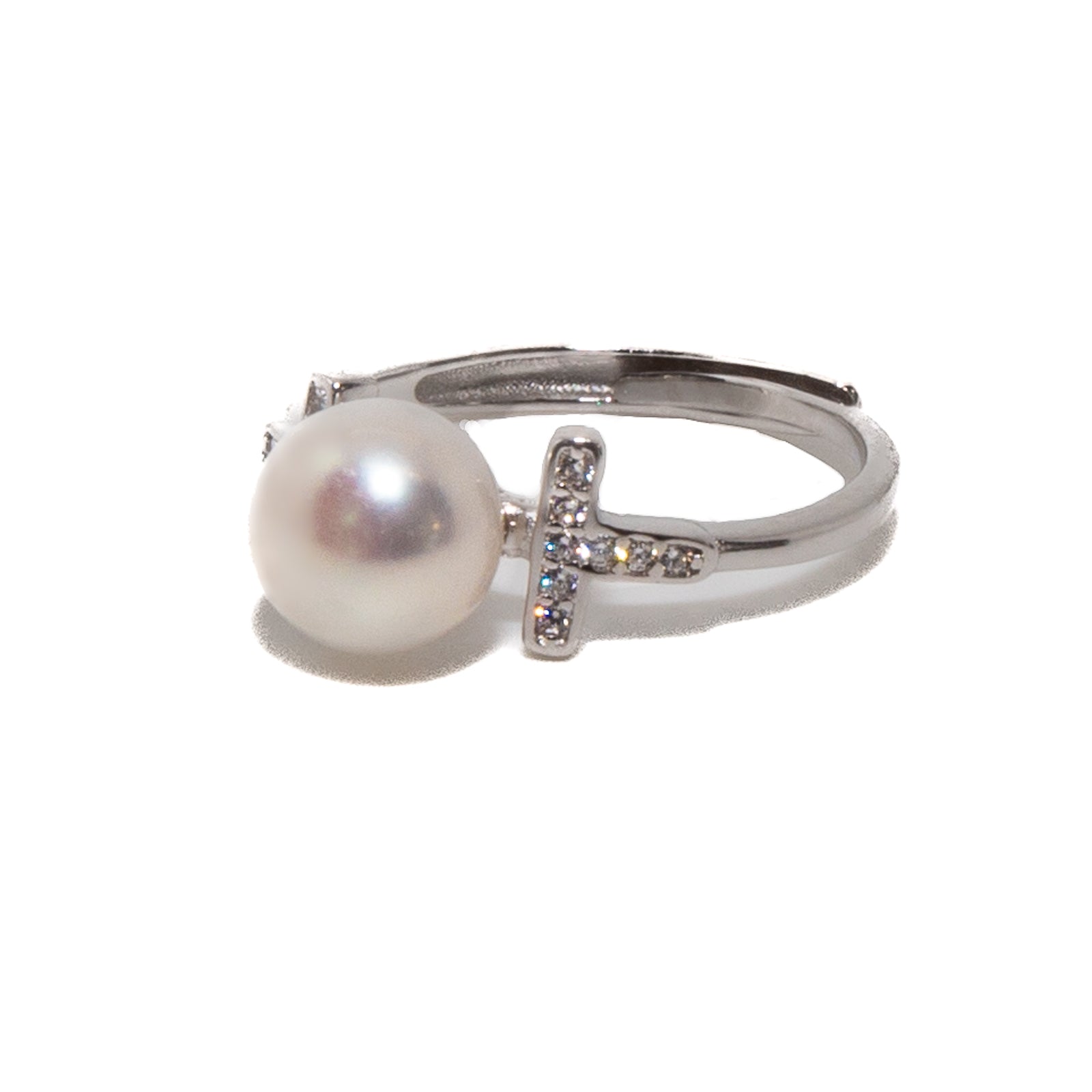 Luminous T Frame Pearl Ring - Elegant & Shiny Jewelry for Women, Perfect for Weddings, Parties & Special Occasions