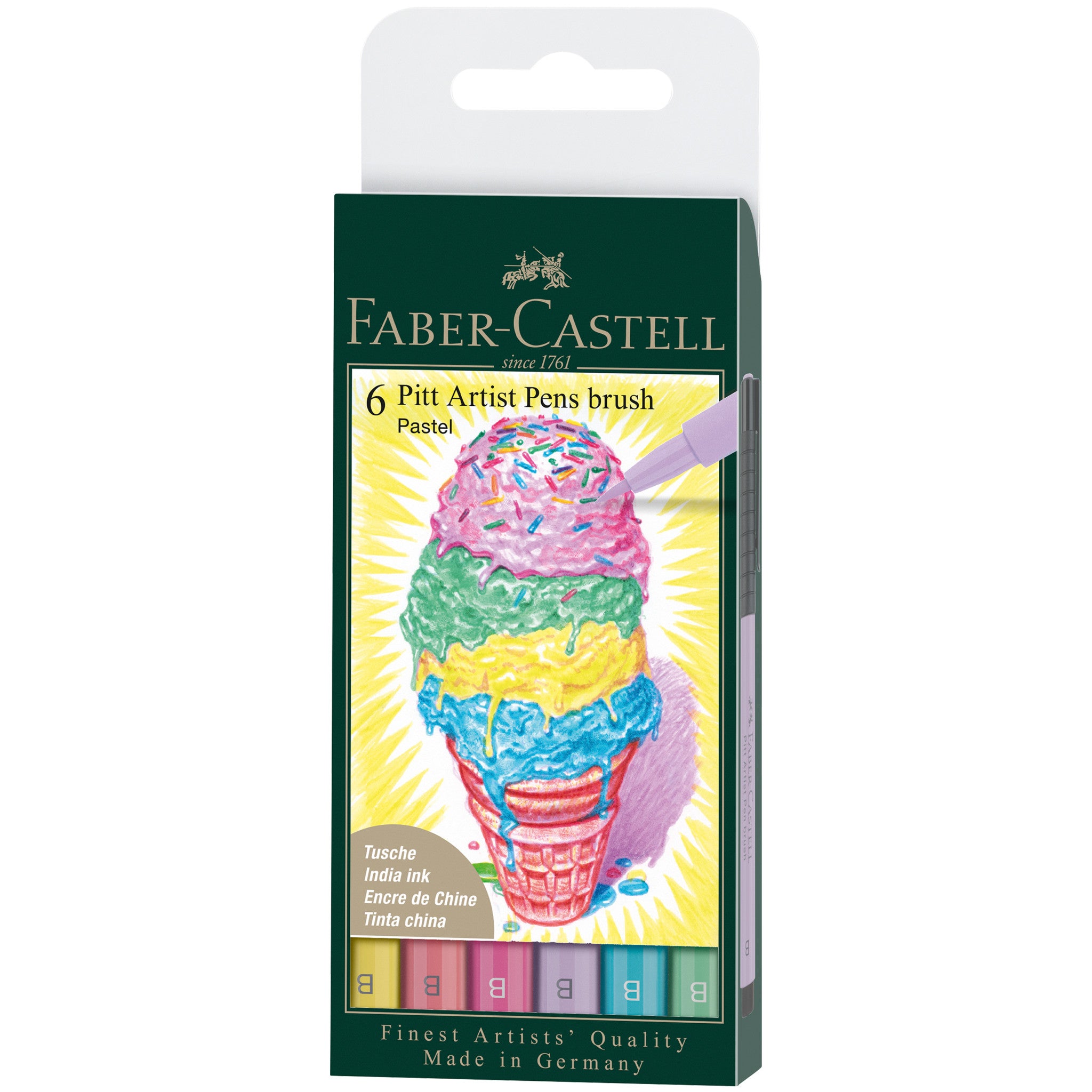 Pitt Artist Pen Brush Set of 6 - Soft Pastel Colors for Professional Drawing & Sketching | Perfect for Watercolor Effects, Calligraphy & Mixed Media Art Projects