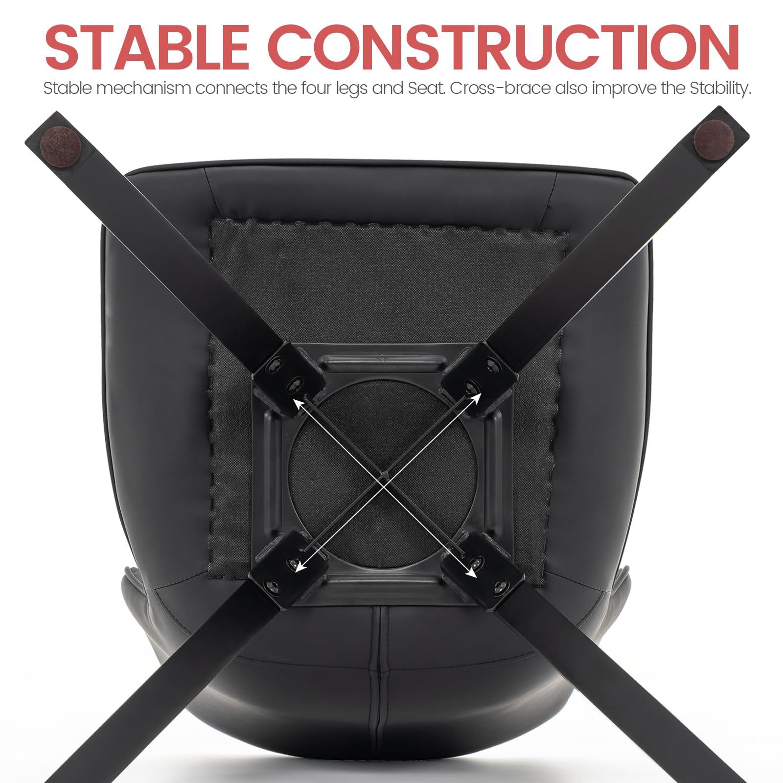 Brage Living Dining Chairs Set of 2 - Modern PU Leather Kitchen & Dining Room Chairs, Upholstered Armless Side Chairs with Solid Wood Legs (Black) - Perfect for Small Spaces, Breakfast Nooks & Contemporary Dining Areas