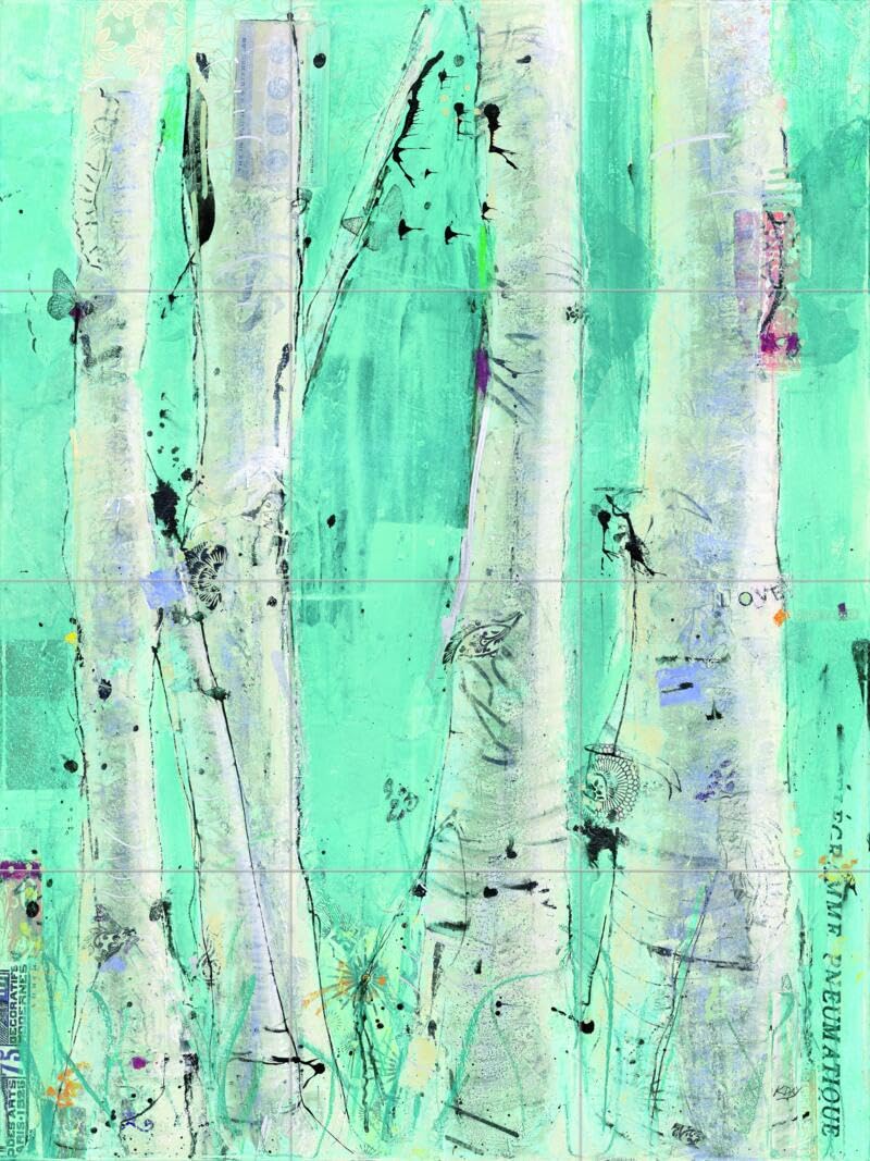Ceramic Backsplash Tile Mural - Floral Flower Design for Kitchen & Bathroom - Love Aqua by Kellie Day - Perfect for Home Renovation and Interior Decor