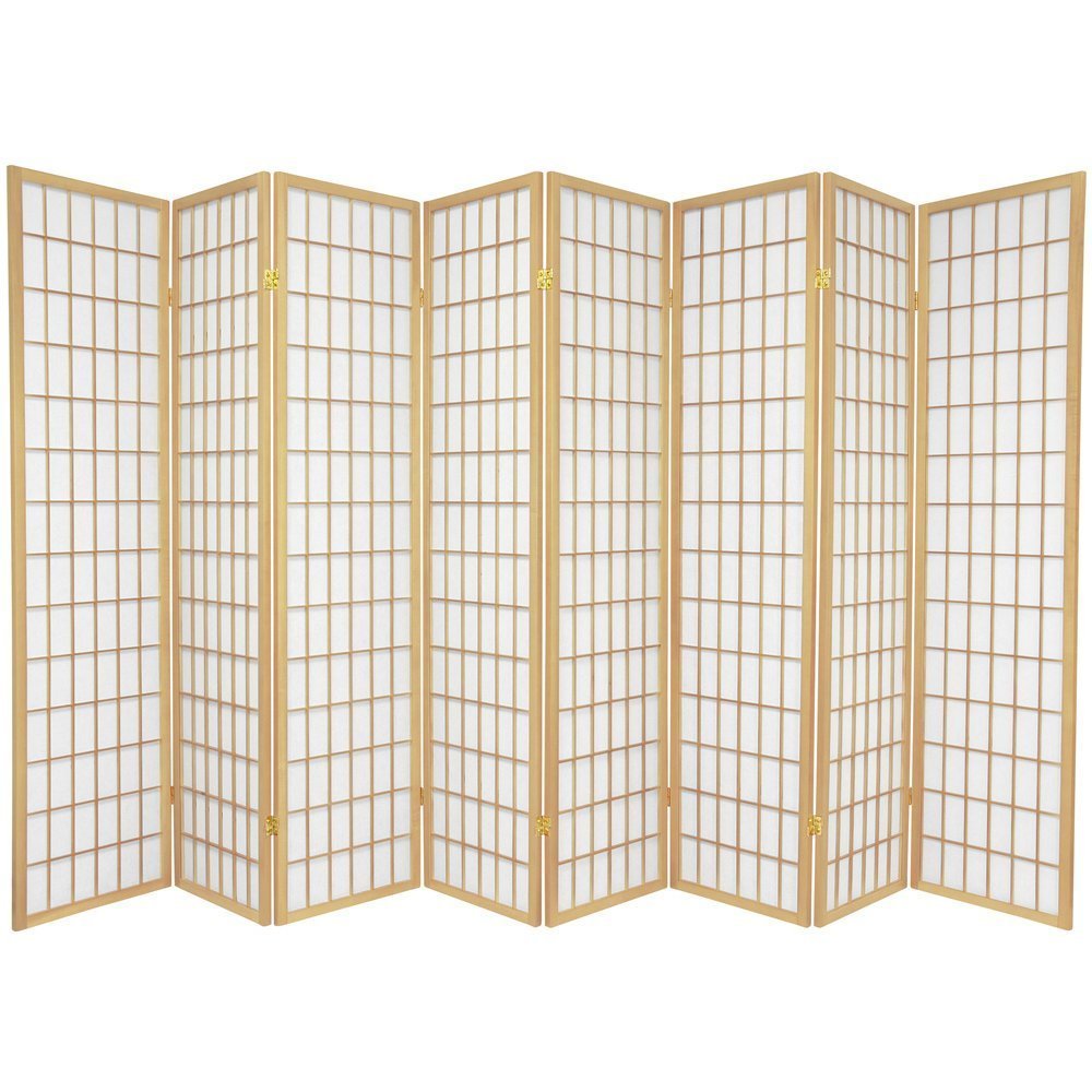 Natural Wood Shoji Screen Room Divider - 8 Panel Folding Privacy Partition for Home, Office, and Meditation Spaces