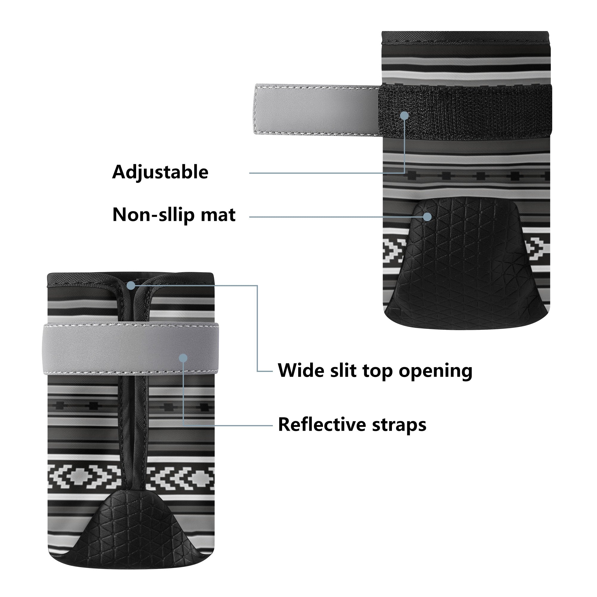 Non-Slip Dog Socks Booties for Paw Protection - Anti-Skid Pet Shoes with Sahara Print in Multiple Sizes (Gray) - Perfect for Indoor, Outdoor & Winter Walks
