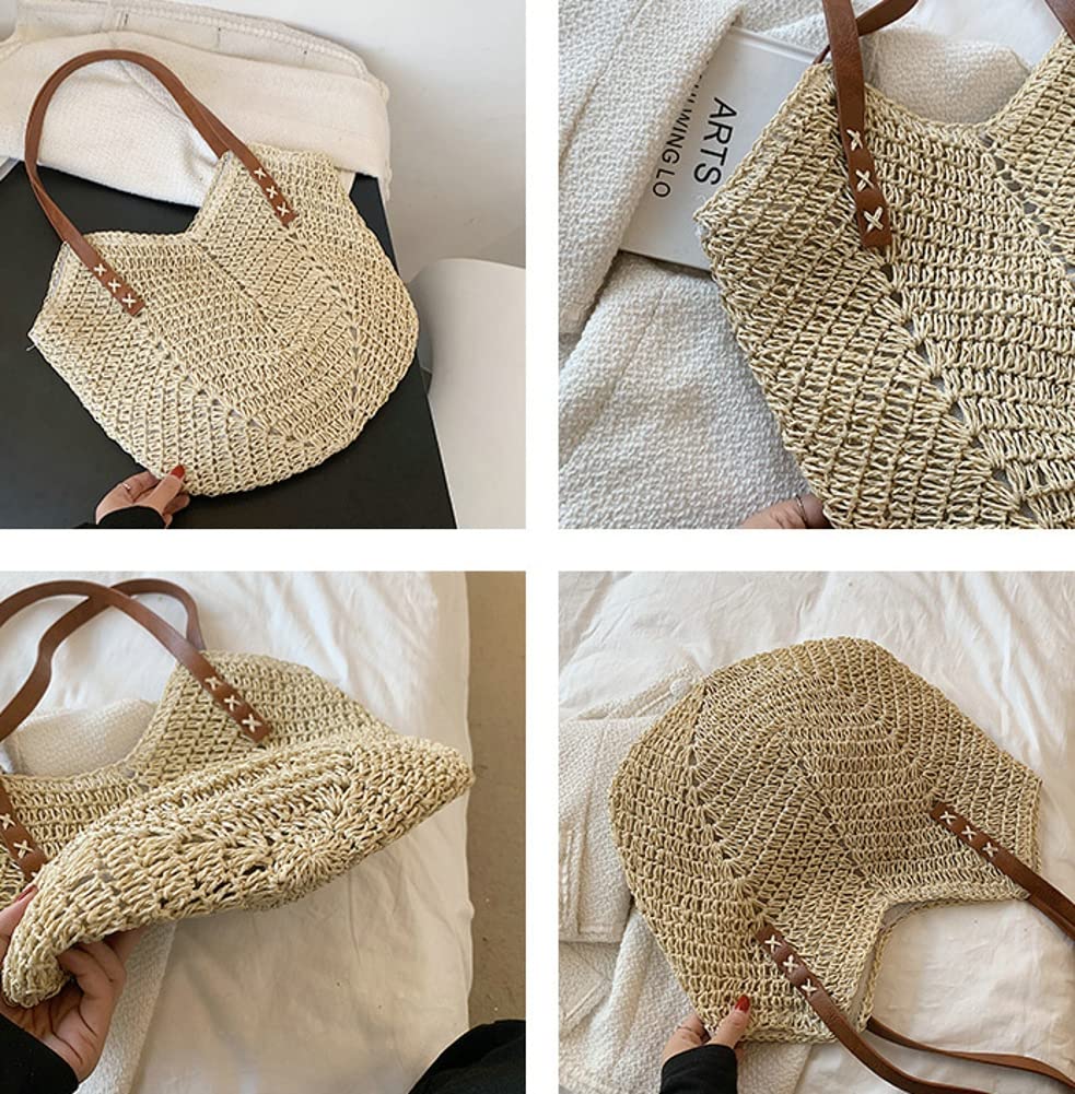 Stylish Large Straw Tote Bag for Women - Breathable Woven Beach Handbag with Wide Shoulder Strap - Perfect for Summer Vacation, Shopping, Picnics & Beach Outings