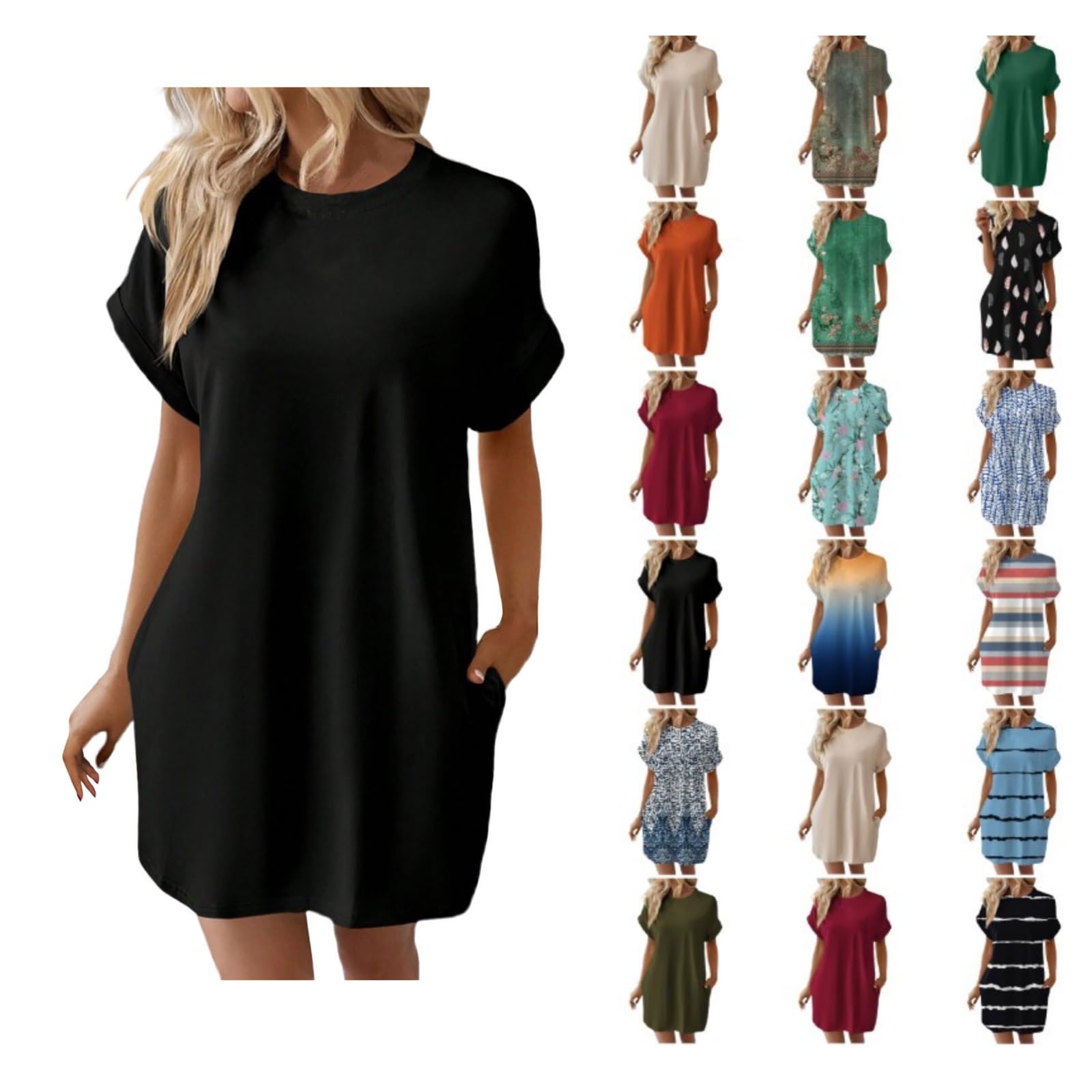 Women's Summer Dresses with Pockets - Boho Beach Short Sleeve Loose Flowy Sundress & Casual T-Shirt | Perfect for Beach Vacations, Pool Parties, and Summer Outings