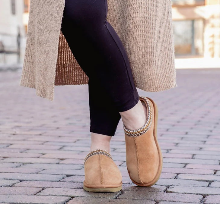 Women's Sheepskin Slip-On Slippers - Final Clearance Sale (Sizes 9 & 10 Only) | Cozy Indoor House Shoes for Winter Comfort & Relaxation at Home