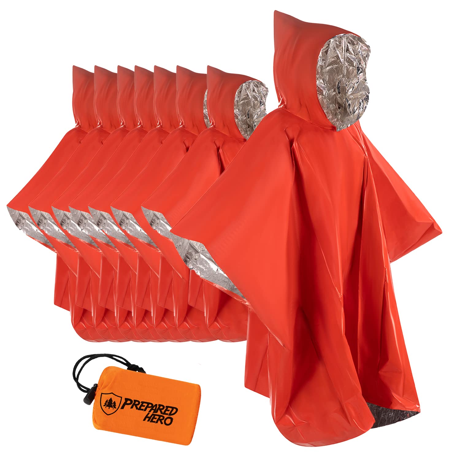 Hero Prepared Survival Tool Poncho - Waterproof & Heat Insulated for Camping, Hiking, Emergency Preparedness - Perfect for Outdoor Adventures & Survival Kits