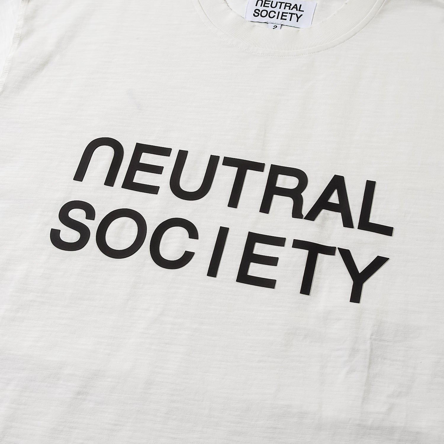 NEUTRAL SOCIETY RAW EDGE NS LOGO BIG TEE WHITE - Oversized Cotton T-Shirt for Men & Women - Perfect for Streetwear, Casual Outfits and Everyday Wear
