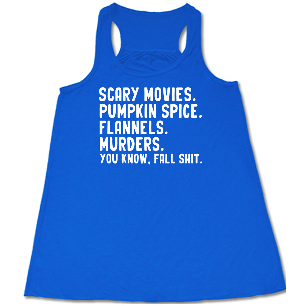 Spooky Halloween Shirt - Scary Movies, Pumpkin Spice & Flannels Design - Funny Autumn Graphic Tee for Fall Parties, Pumpkin Picking & Cozy Seasonal Outfits