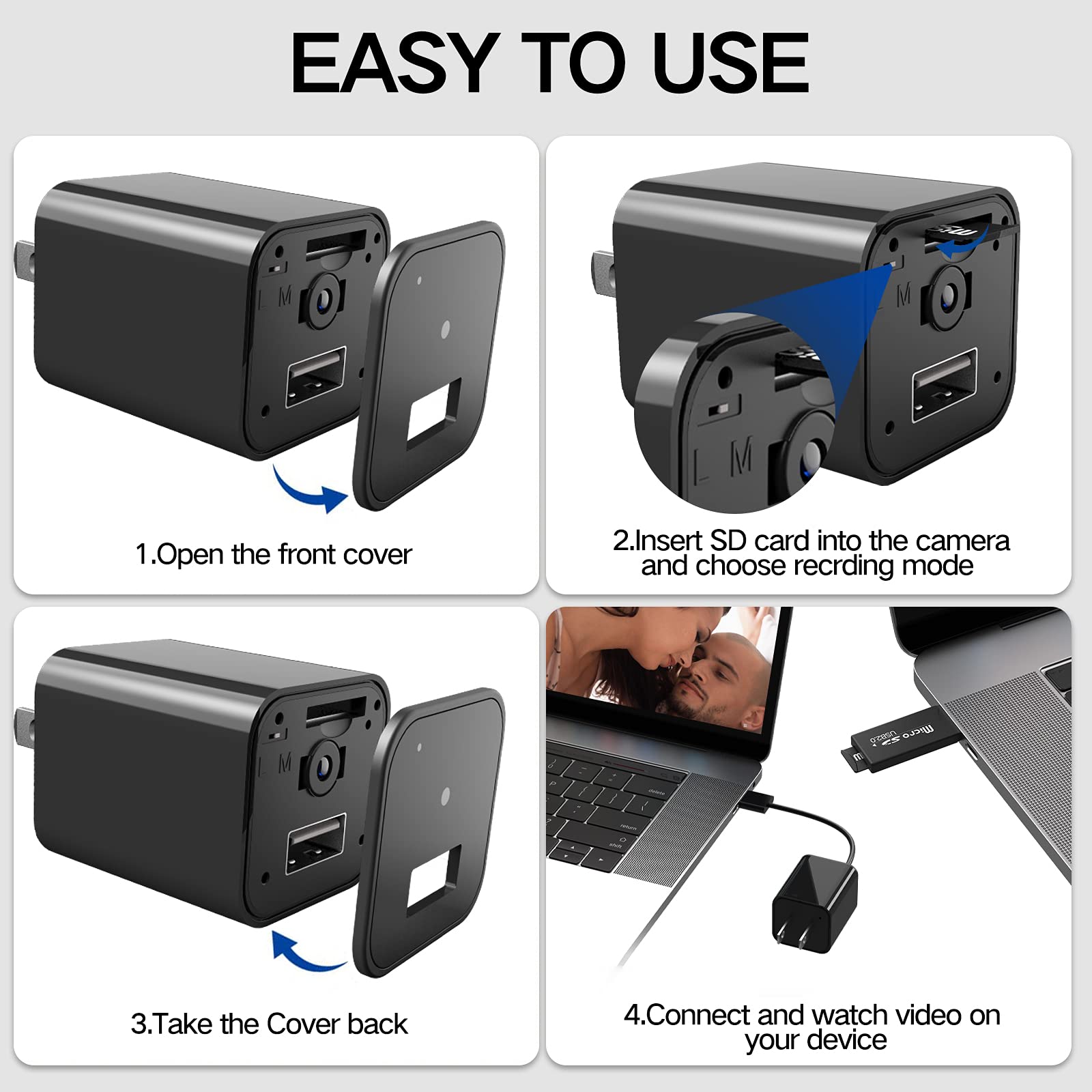32GB Hidden Spy Camera with 1080P HD Video, Loop Recording & Motion Detection - Mini Nanny Cam for Home Security, Bedroom Surveillance & Indoor Monitoring