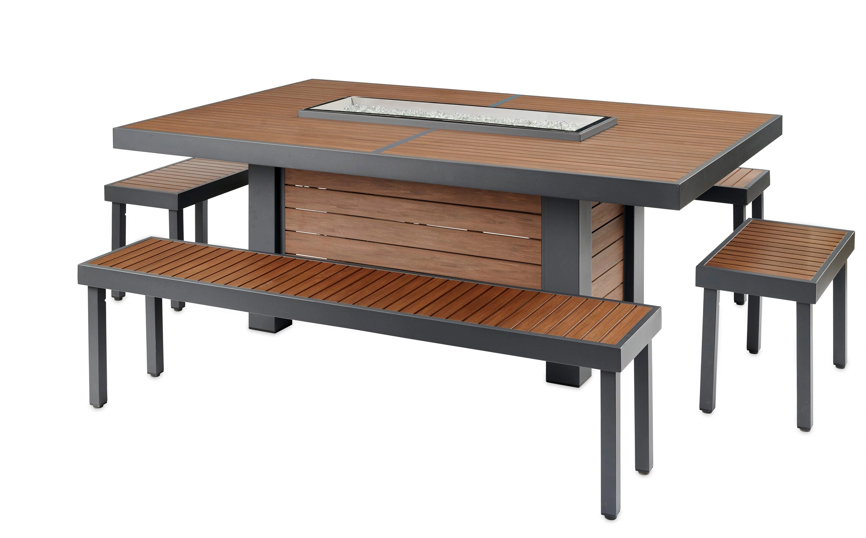 Kenwood Linear Dining Height Gas Fire Pit Table - Outdoor Patio Heater with Modern Design for Backyard, Deck, and Garden Gatherings