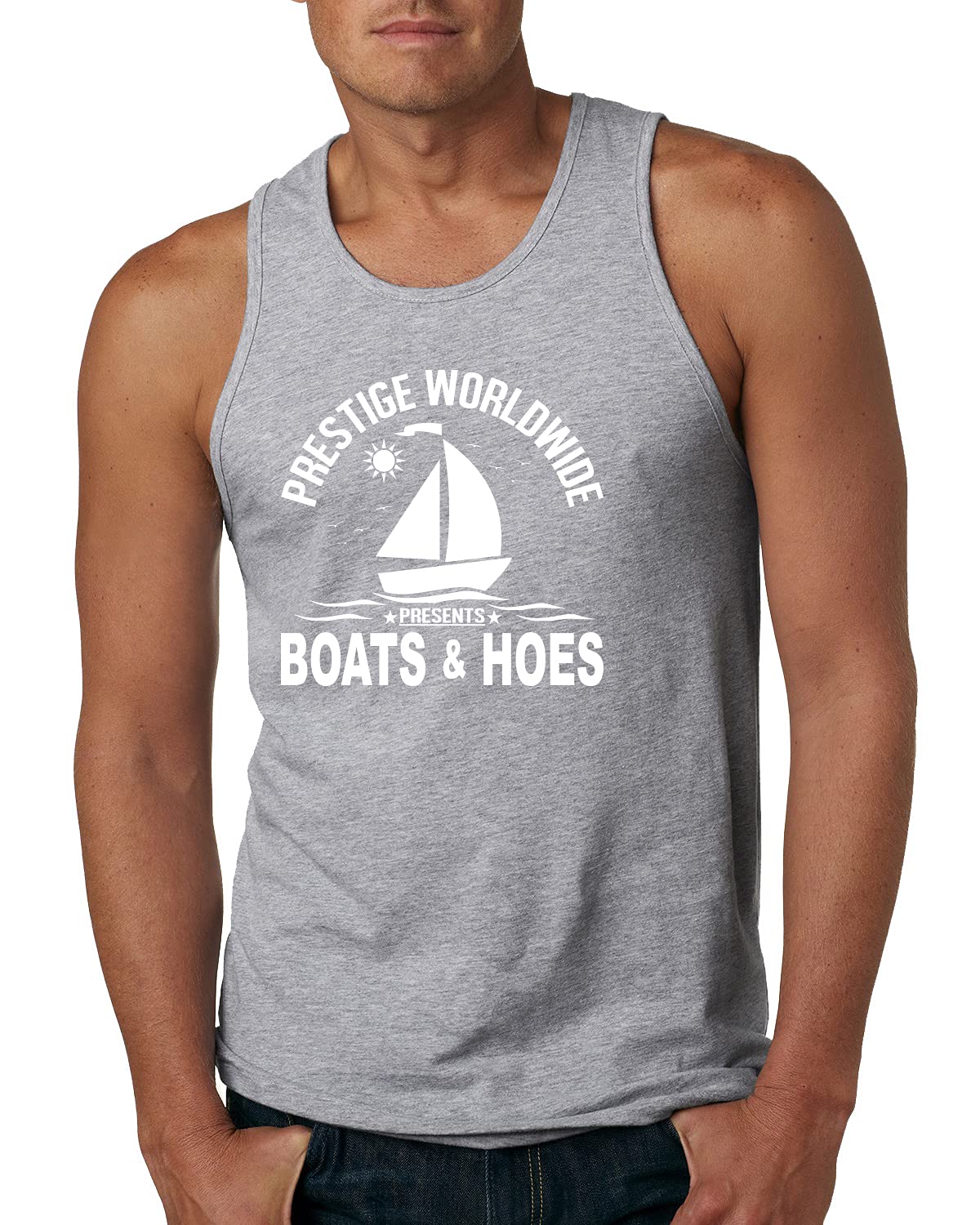 Funny Boats and Hoes Graphic Tank Top for Men - Pop Culture Humor T-Shirt - Perfect for Beach Parties, Casual Outings & Gifts