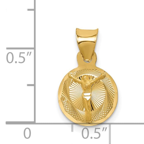 14K Solid Yellow Gold Jesus Christ Pendant Necklace - Religious Christian Faith Jewelry for Men & Women - Perfect for Church, Baptism, Gifts & Daily Wear