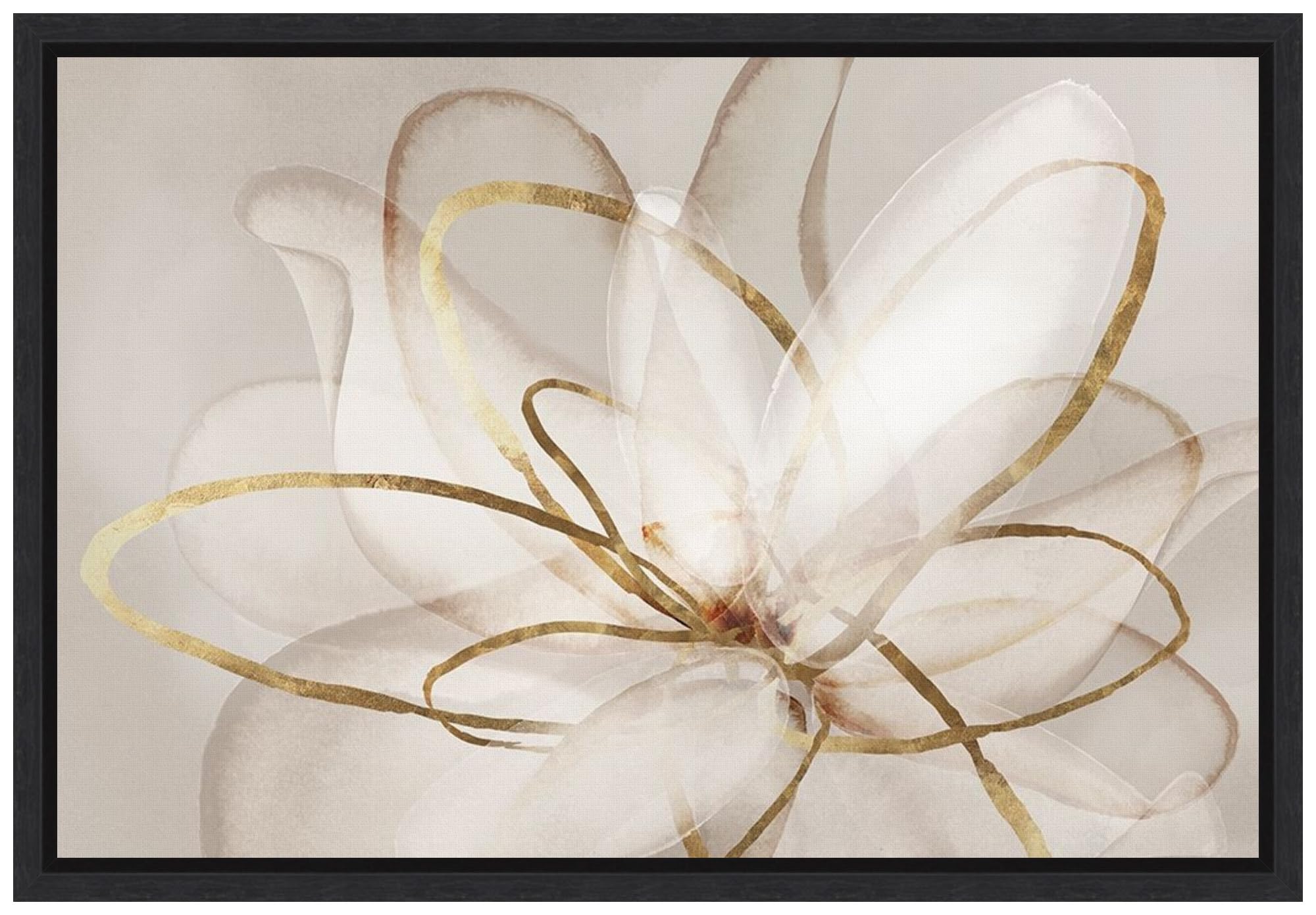 Amanti Art Framed Canvas Wall Art 16x23 - Transparent Beauty III Floral Painting by Eva Watts, Abstract Framed Wall Decor, Modern Home Artwork for Living Room & Bedroom | Perfect for Housewarming Gifts & Interior Design