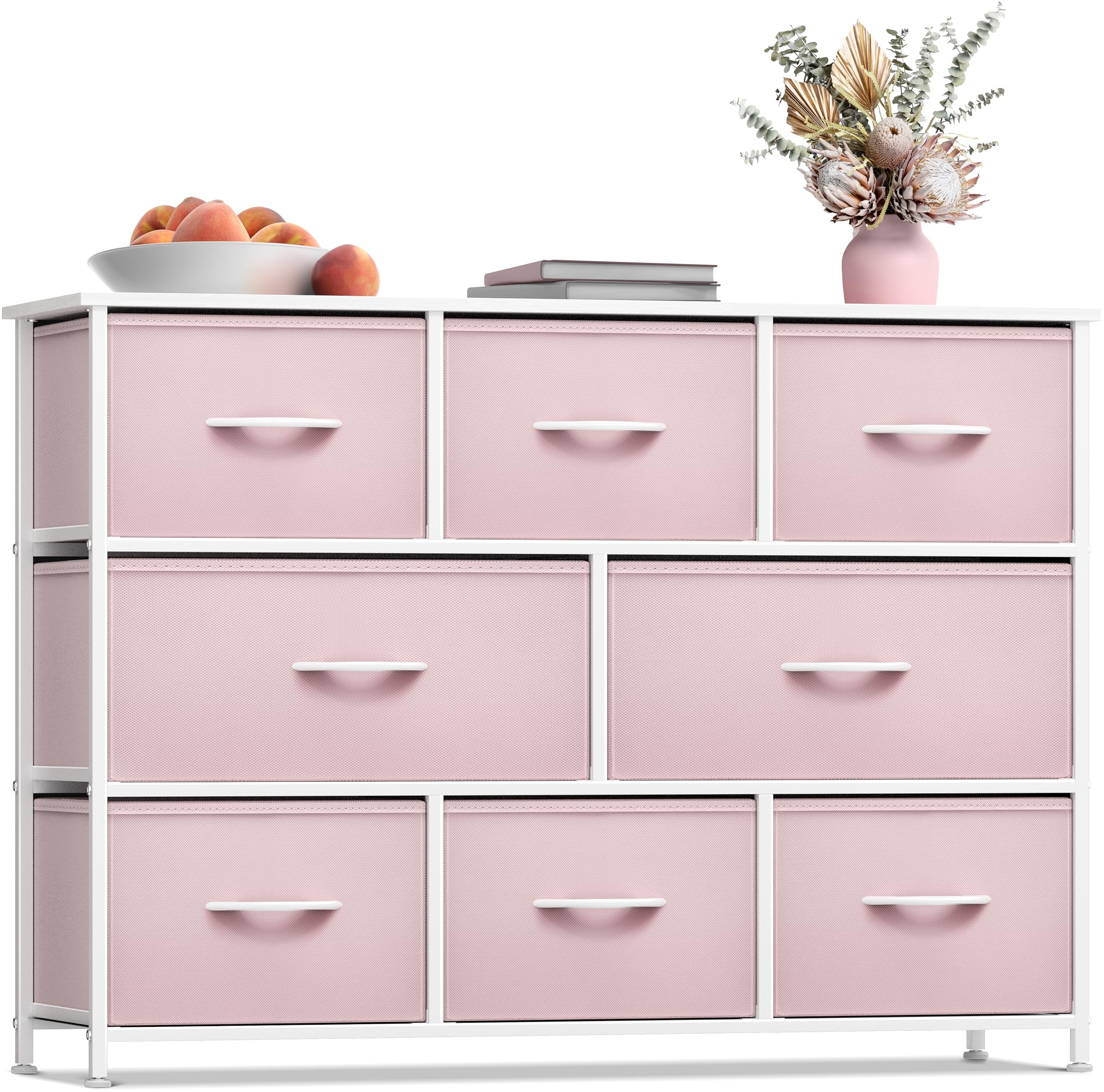 Sorbus 8-Drawer Kids Dresser with Steel Frame & Wood Top - Fabric Bin Storage Organizer for Clothes, Toys & Nursery Essentials - Perfect for Bedroom, Hallway, Kids Room & Closet Organization