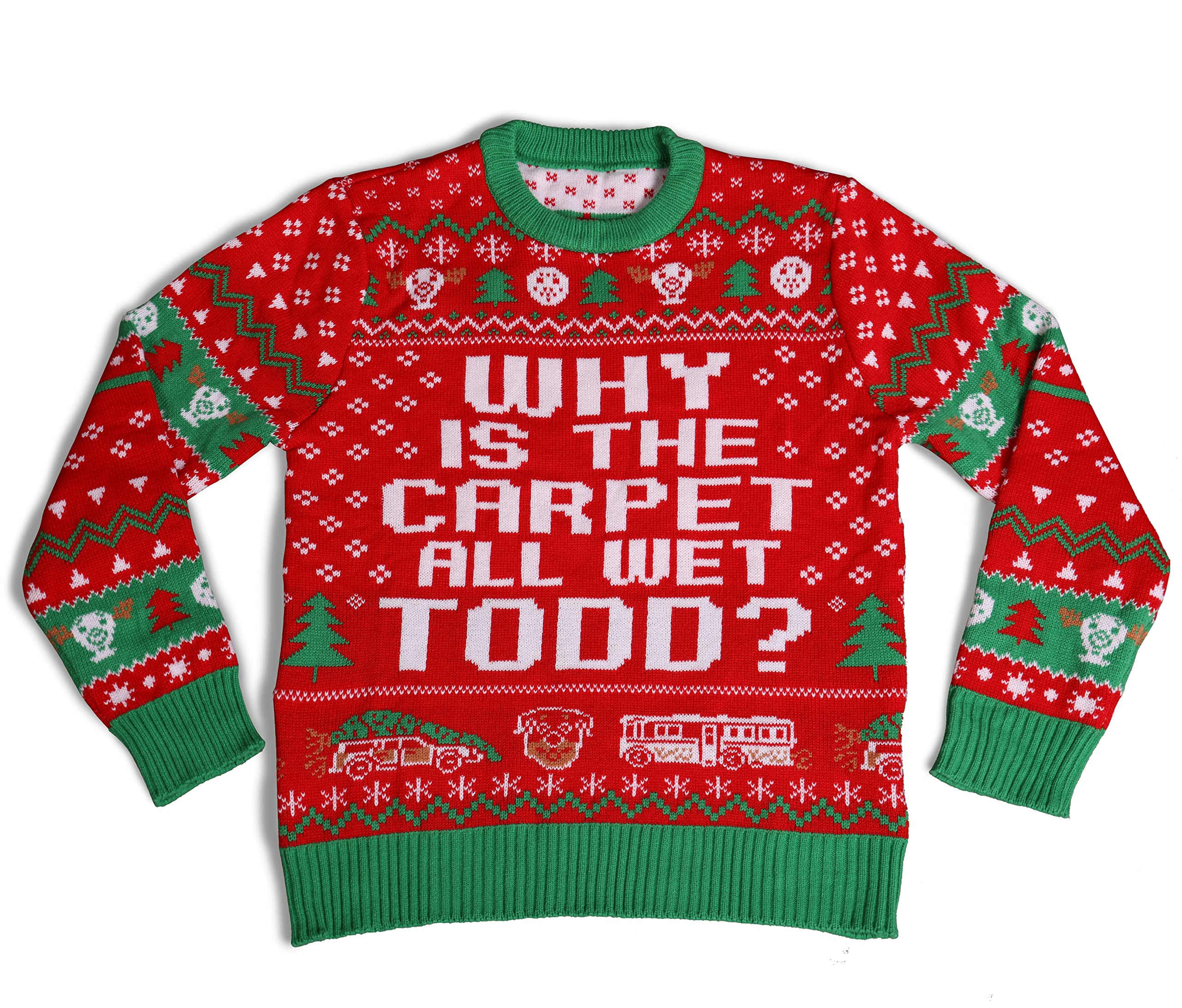 Todd Red Ugly Christmas Sweater - Funny Christmas Vacation Movie Quote Sweatshirt for Holiday Parties & Festive Gatherings