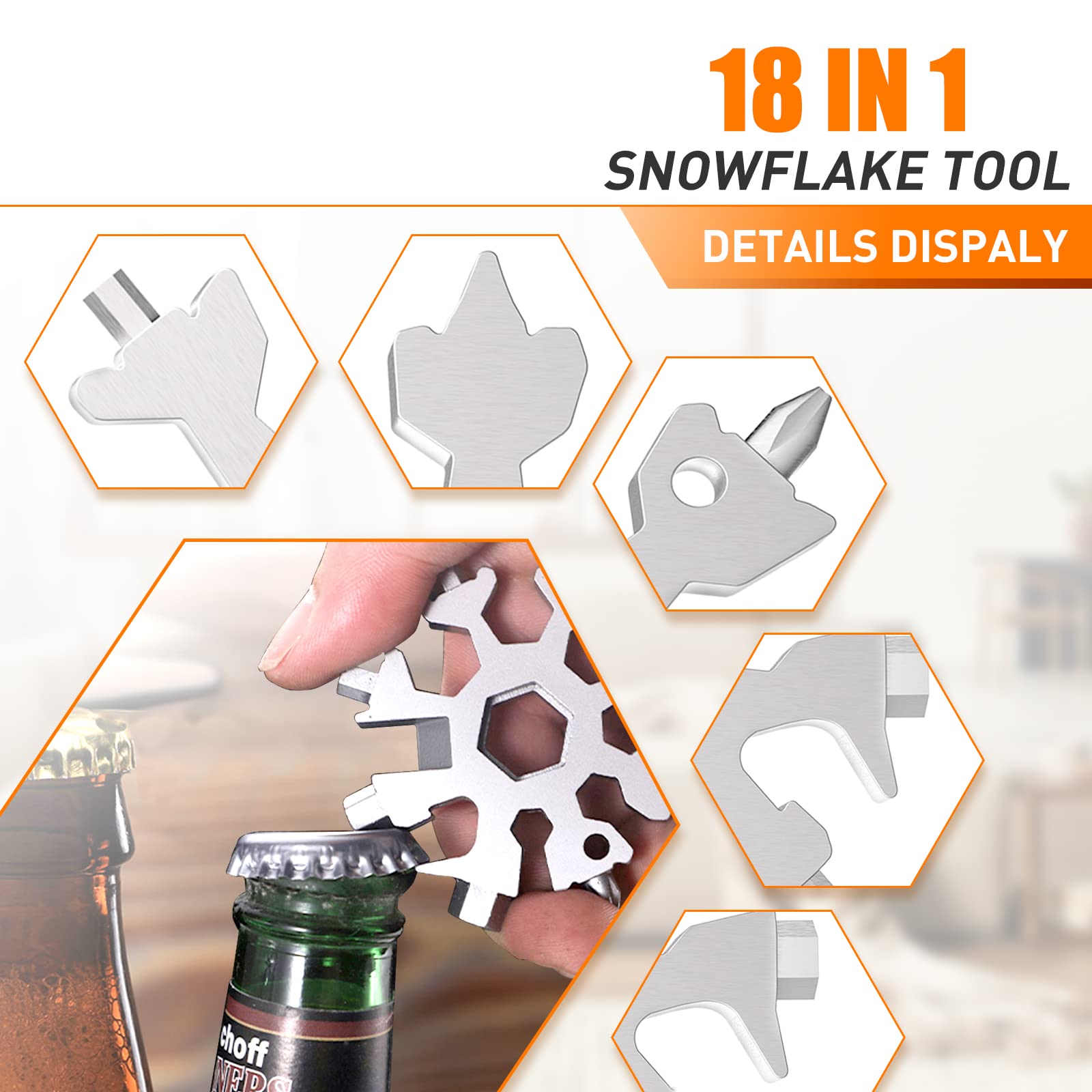 18-in-1 Snowflake Multitool for Men - Premium Stocking Stuffer Gift for Dad, Husband & Boyfriend | Christmas Gadgets, Cool Tools & Practical Gifts for Men Who Have Everything | Perfect for Camping, Hiking, DIY Projects & Everyday Carry