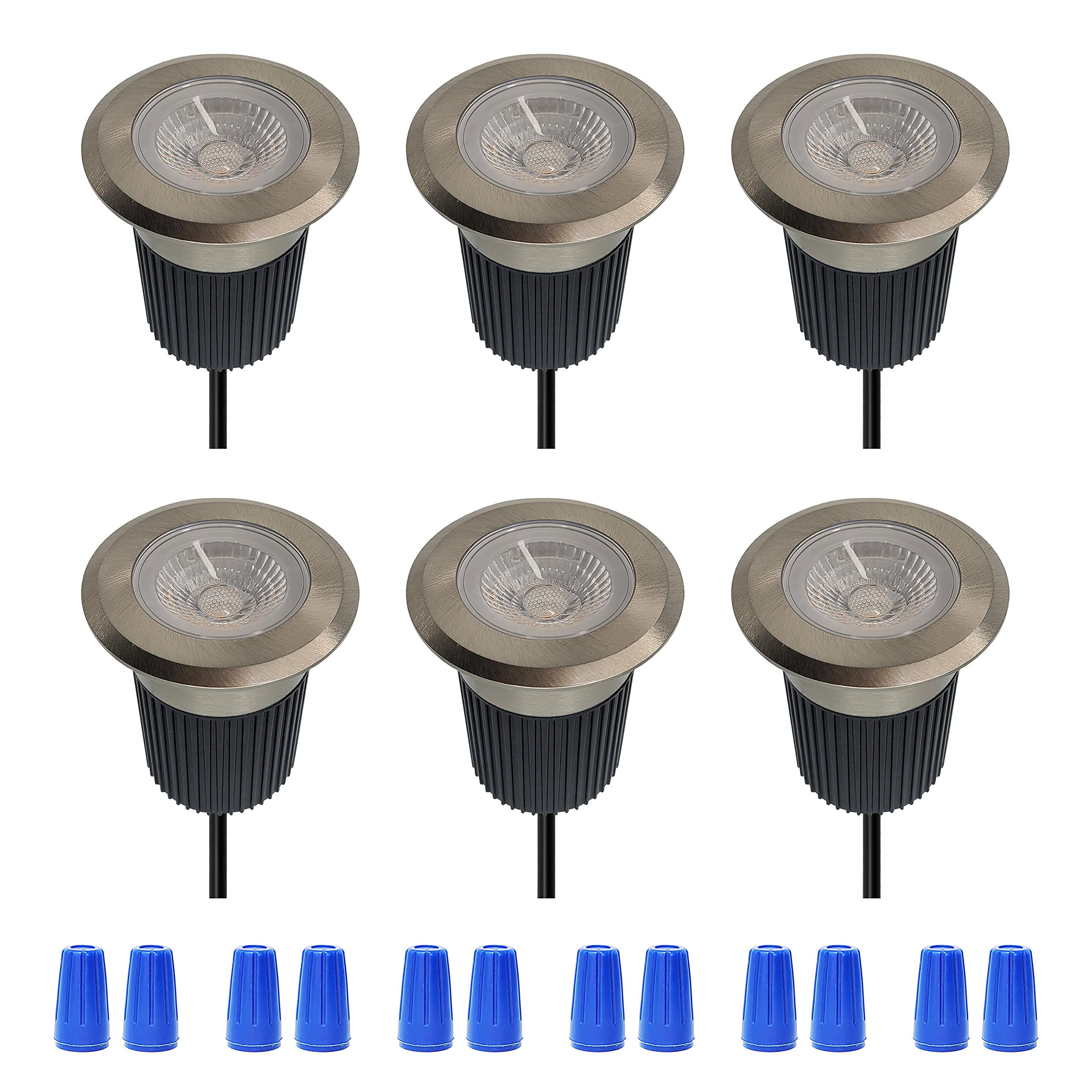 LUMENGY 10W LED Powerful Landscape Inground Lights - 6 Pack Low Voltage IP67 Waterproof Outdoor Lighting for Driveway, Garden, Pathway, Trees, Walls & Patios - Stainless Steel Finish for All-Weather Use