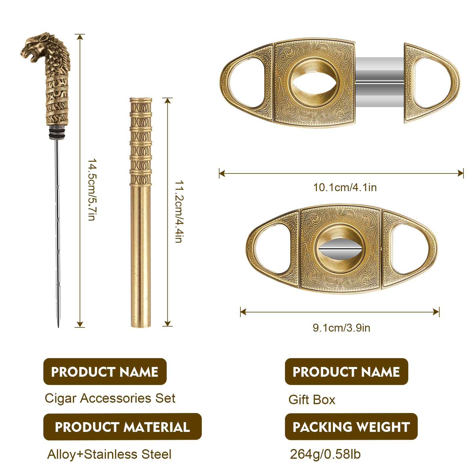 Premium Scotte V-Cut Guillotine Cigar Cutter with Precision Needle - Professional Cigar Draw Enhancer Tool & Sharp Cigar Accessories Set for Perfect Cut - Ideal for Cigar Lounges, Home Bars & Outdoor Smoking