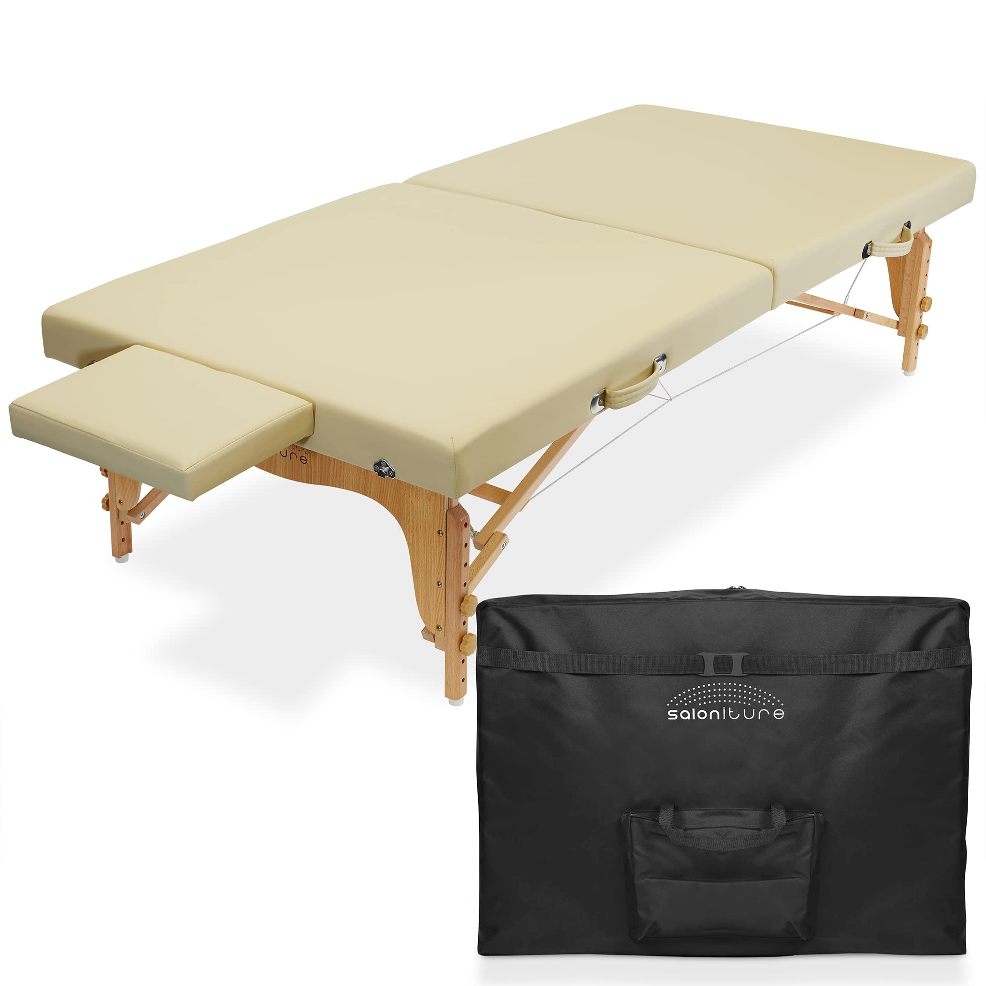 Portable Physical Therapy Massage Table - Adjustable Low Profile Stretching Treatment Mat Platform for Chiropractors & Therapists - Cream - Perfect for Home Use, Clinic Sessions & Professional Treatments