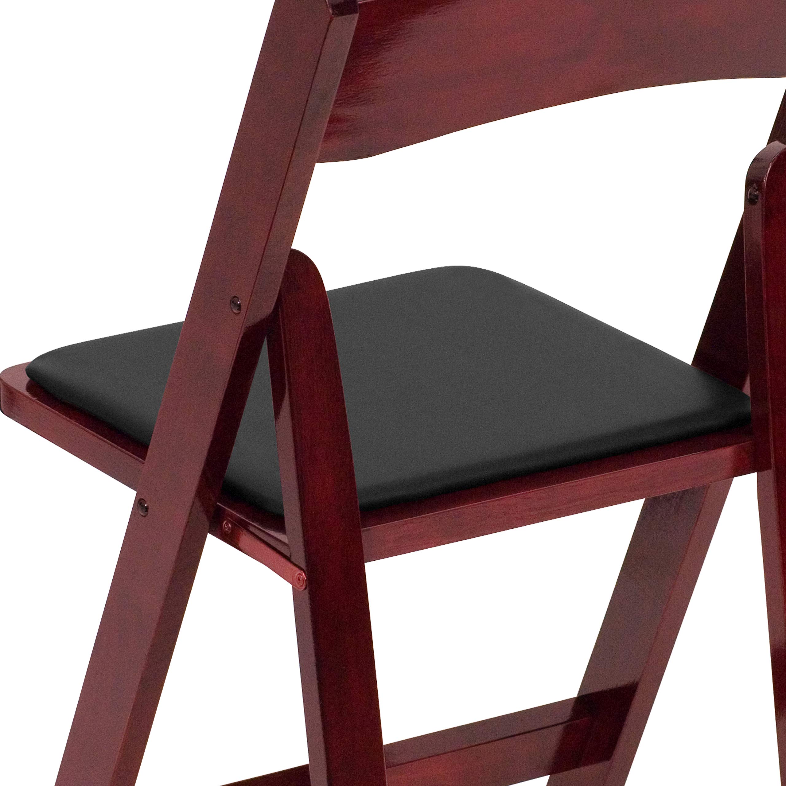 2 Pack Mahogany Wood Folding Chairs with Vinyl Padded Seat - Sturdy & Comfortable for Indoor/Outdoor Events, Parties, Weddings & Camping