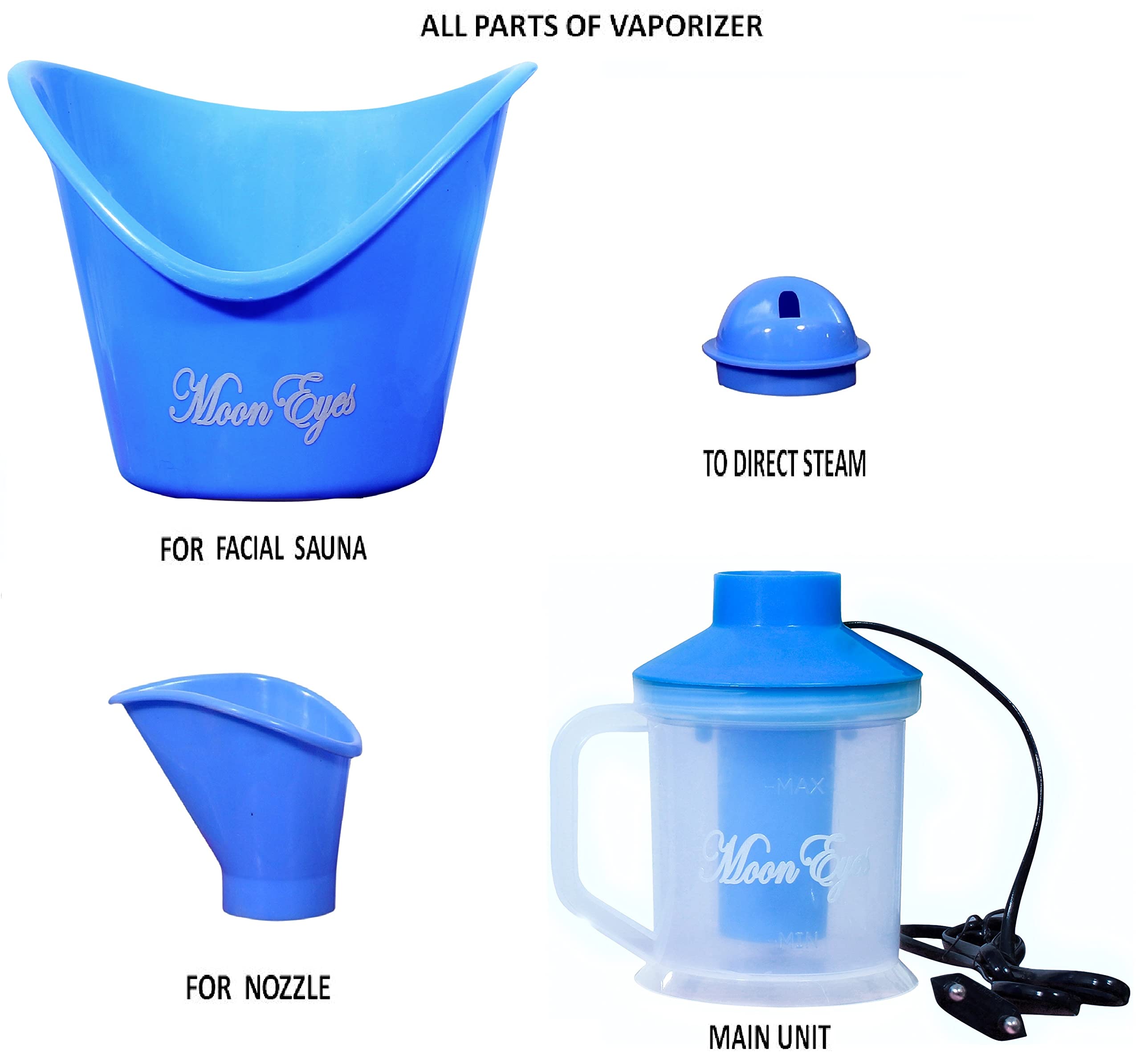 MoonEyes 3-in-1 Multifunctional Steamer - Facial Steamer, Garment Steamer & Fabric Steamer with Nozzle | Portable Steam Vaporizer for Beauty Salon, Home & Travel Use | Perfect for Skincare, Wrinkle Removal & Clothes Refreshing