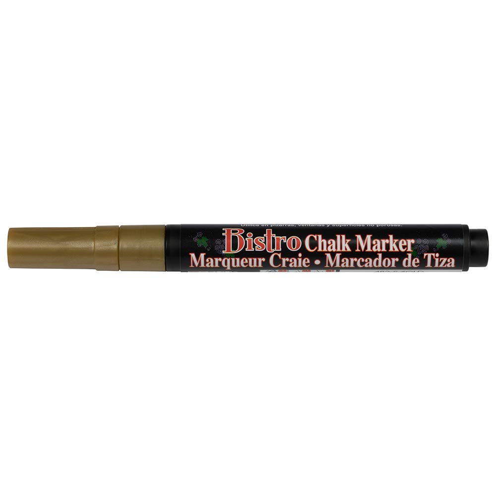 Dustless Erasable Chalk Markers - Fine Point Liquid Chalk Pens for Whiteboards, Glass & Signs - Gold Color - 2 Pack Set - Perfect for Restaurants, Classrooms & Retail Signage