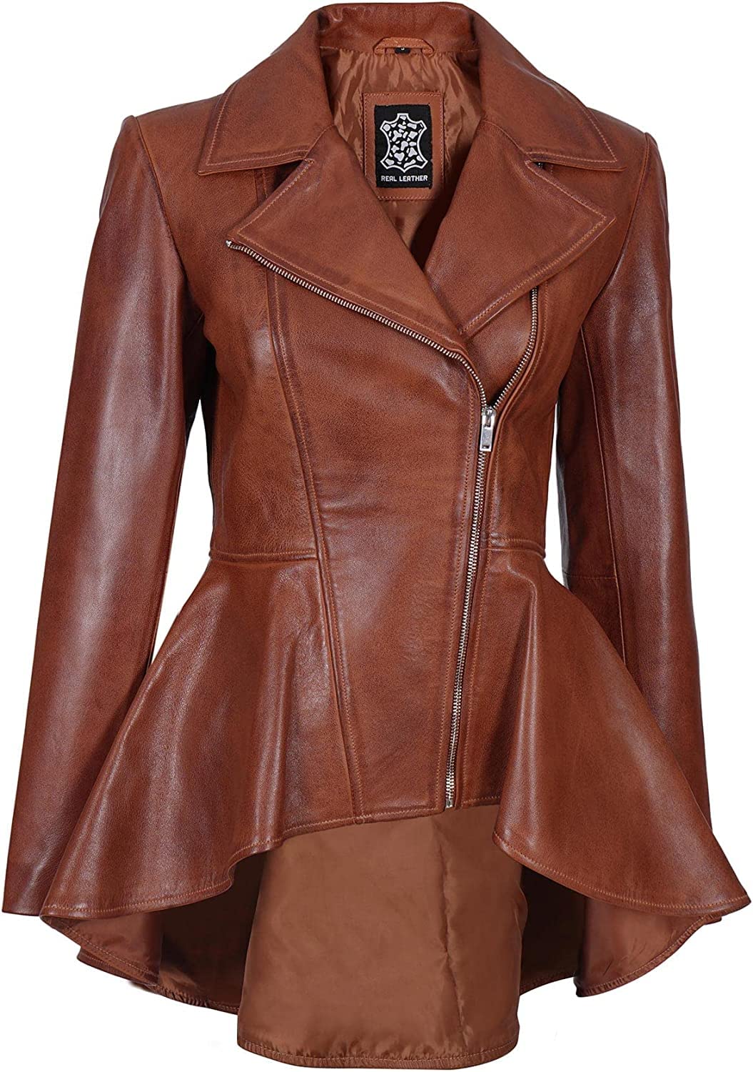 Genuine Lambskin Leather Motorcycle Jacket for Women - Long Real Leather Biker Coat - Perfect for Riding, Fashion & Outdoor Adventures