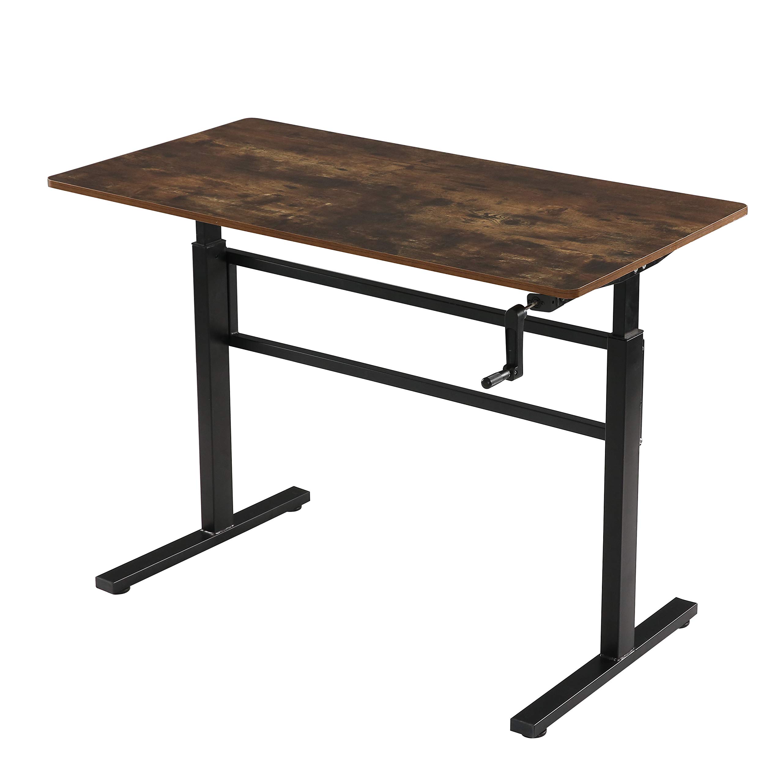 SDADI Adjustable Height Standing Desk - Electric Sit Stand Desk for Home Office, Black Frame with Antique Wood Top | Ergonomic Computer Workstation for Remote Work & Study