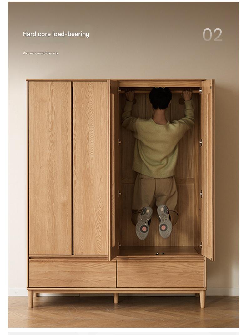 Modern Oak Solid Wood Wardrobe - Spacious Storage for Bedroom, Closet & Home Organization | Durable & Stylish Furniture for Master Bedroom, Guest Room & Walk-In Closets