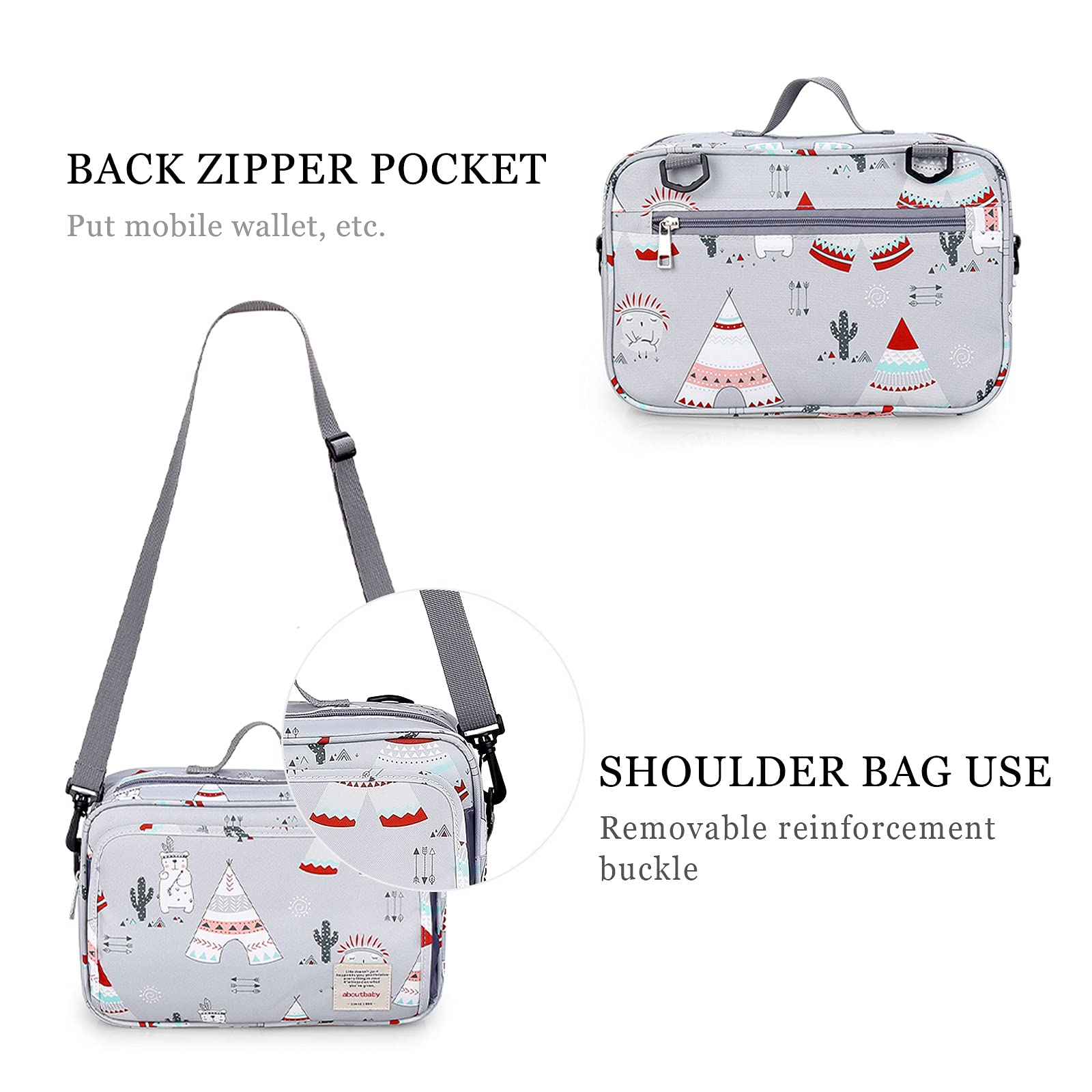 Universal Stroller Organizer Bag with Deep Cup Holders & 2 Hooks - Large Pram Storage, Shoulder Strap for Carry-On Use, Fits All Buggy Models (Light Grey) - Perfect for Baby Outings, Shopping & Travel