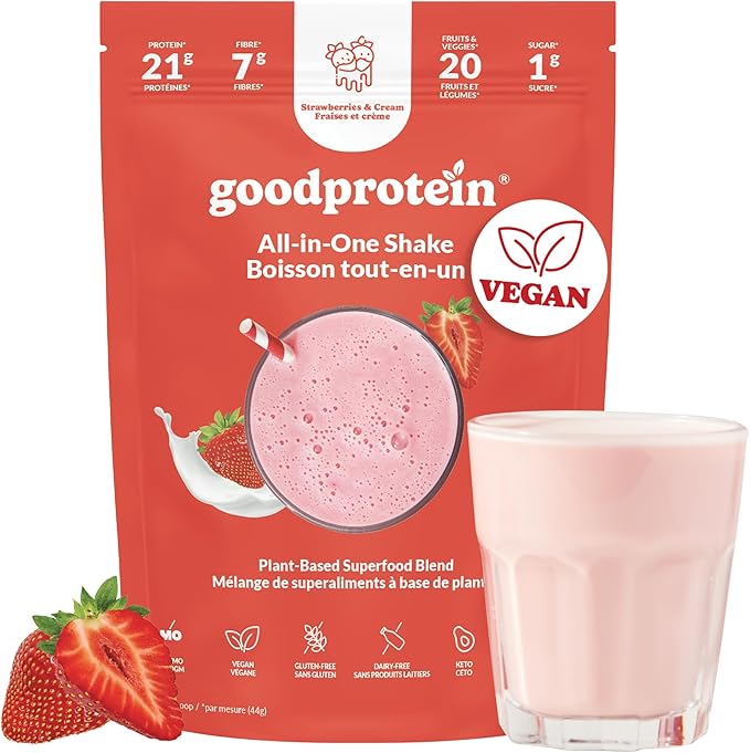 Premium Strawberry & Cream Protein Shake Powder - 440g All-in-One Nutrition for Muscle Recovery & Weight Management | Ideal for Post-Workout, Breakfast, or Healthy Snacking
