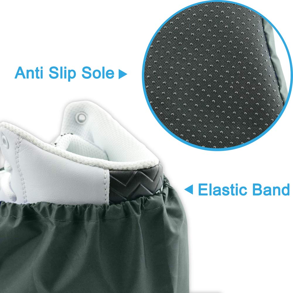 Waterproof Reusable Shoe Covers for Contractors - Non-Slip Washable Boot Protectors (2 Pairs, Large, Grey) - Keep Floors & Carpets Clean for Real Estate, Construction & Home Use