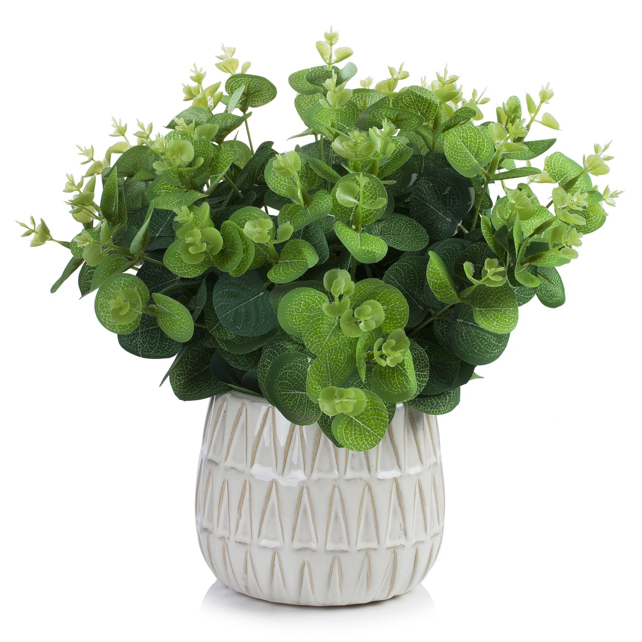 ENOVA FLORAL Artificial Eucalyptus Potted Plant - Realistic Fake Greenery in Ceramic Pot for Home Decor | Perfect for Shelves, Living Room, Bathroom & Office Spaces | Low-Maintenance Indoor Plants for Modern Homes