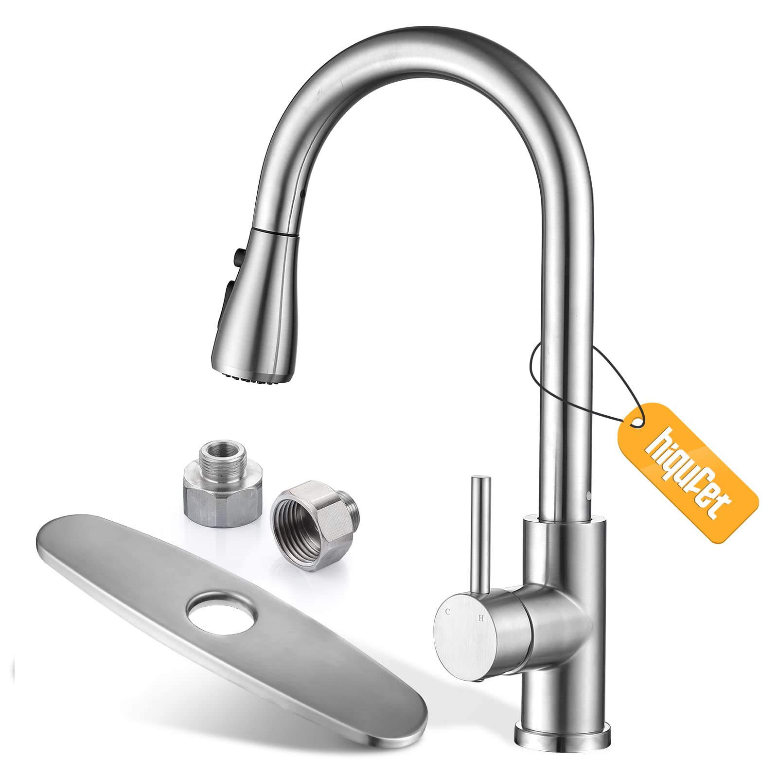 Brushed Nickel Pull Down Kitchen Faucet with High Arc Sprayer - Perfect for Modern Sinks