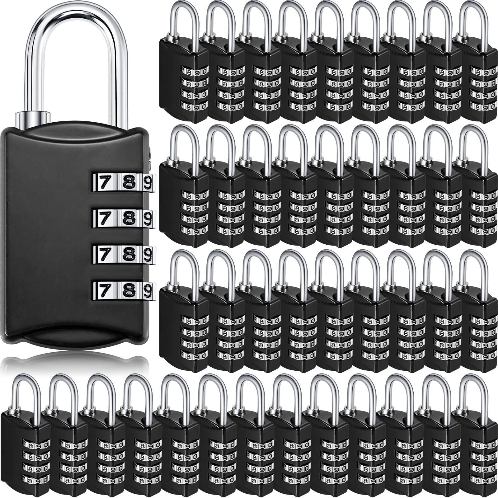 40 Pcs 4-Digit Combination Locks - Waterproof & Resettable Luggage Padlocks for Travel, School, Gym Lockers, Suitcases & Storage - Secure Doors, Employee Hasp & Outdoor Use