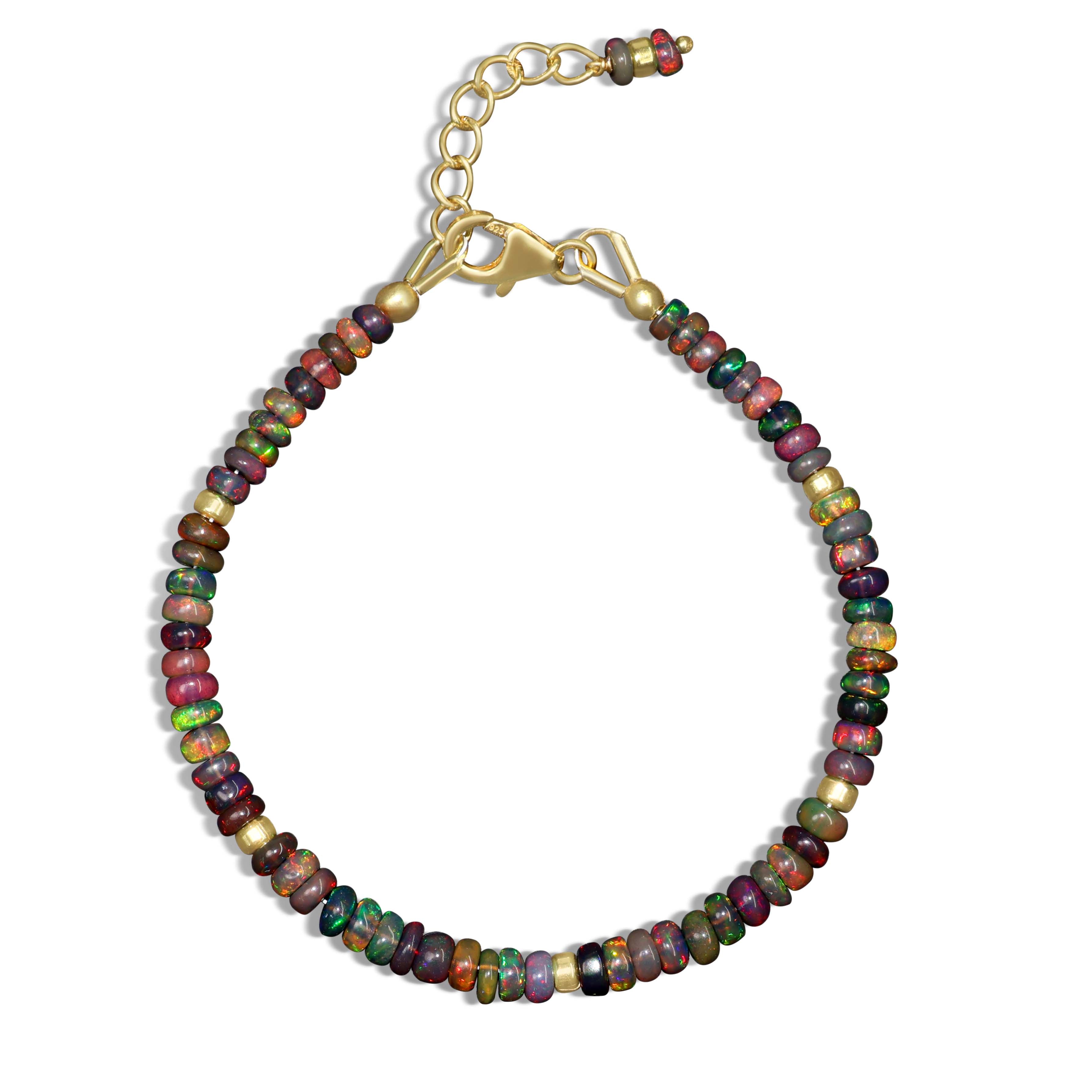 Natural Black Opal Separator Bead Strand Rondelle Bracelet - Elegant Handmade Jewelry for Women, Perfect for Parties, Weddings & Everyday Wear