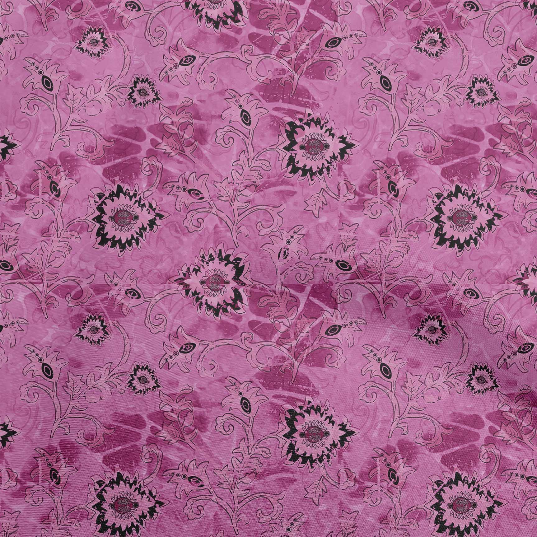 oneOone 60 Inch Wide Viscose Jersey Pink Batik Dress Fabric by The Yard - Floral Print Material for DIY Dresses, Skirts & Home Decor (Style #3951)