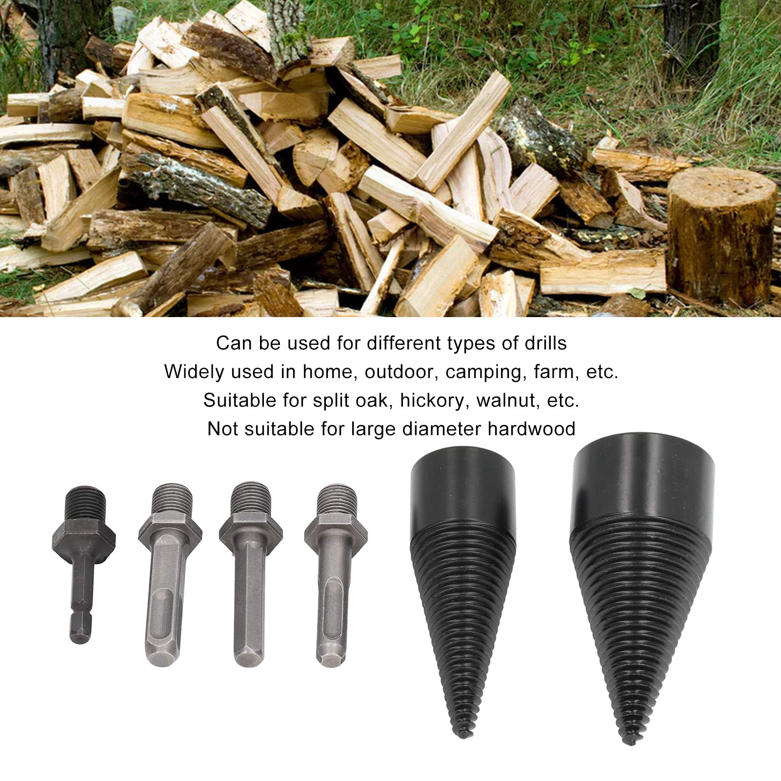 Heavy Duty YWBL-WH Wood Cone Drill Bits Splitter Kit - 32mm & 42mm Sizes for Woodworking, DIY Projects, and Log Splitting | Perfect for Firewood Processing, Furniture Making, and Carpentry Work