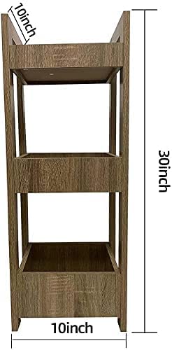 3-Tier Wooden Bathroom Storage Organizer - Free Standing Corner Shelf for Laundry, Kitchen & Bathroom | Space-Saving Home Organization Solution for Towels, Toiletries & Cleaning Supplies