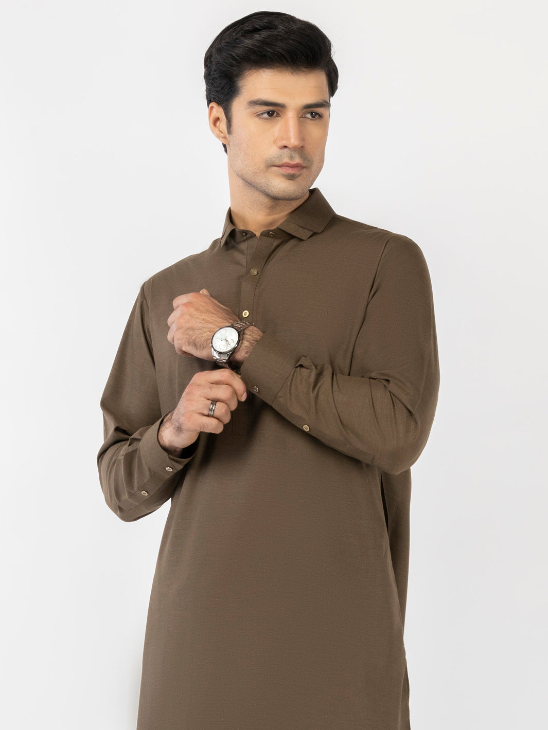 Premium Blended Olive Green Shalwar Kameez by J. Junaid Jamshed - Elegant Pakistani Traditional Outfit for Women, Perfect for Weddings, Festivals and Special Occasions