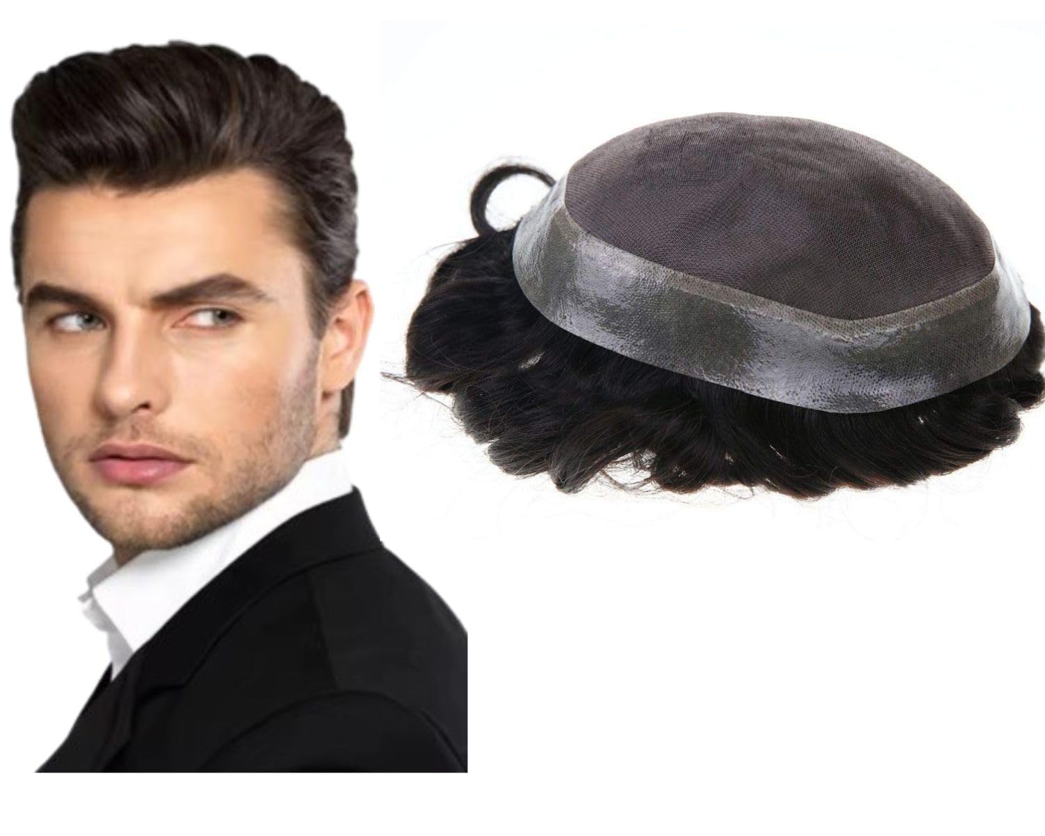 Abnitio Australian Hair Patch for Men – Non-Surgical Hair Loss Solution | Durable Toupee Hair System with 8x5 Natural Brown Color | Easy Installation Using Glue, Clips or Tape | Perfect for Daily Wear, Work & Social Events