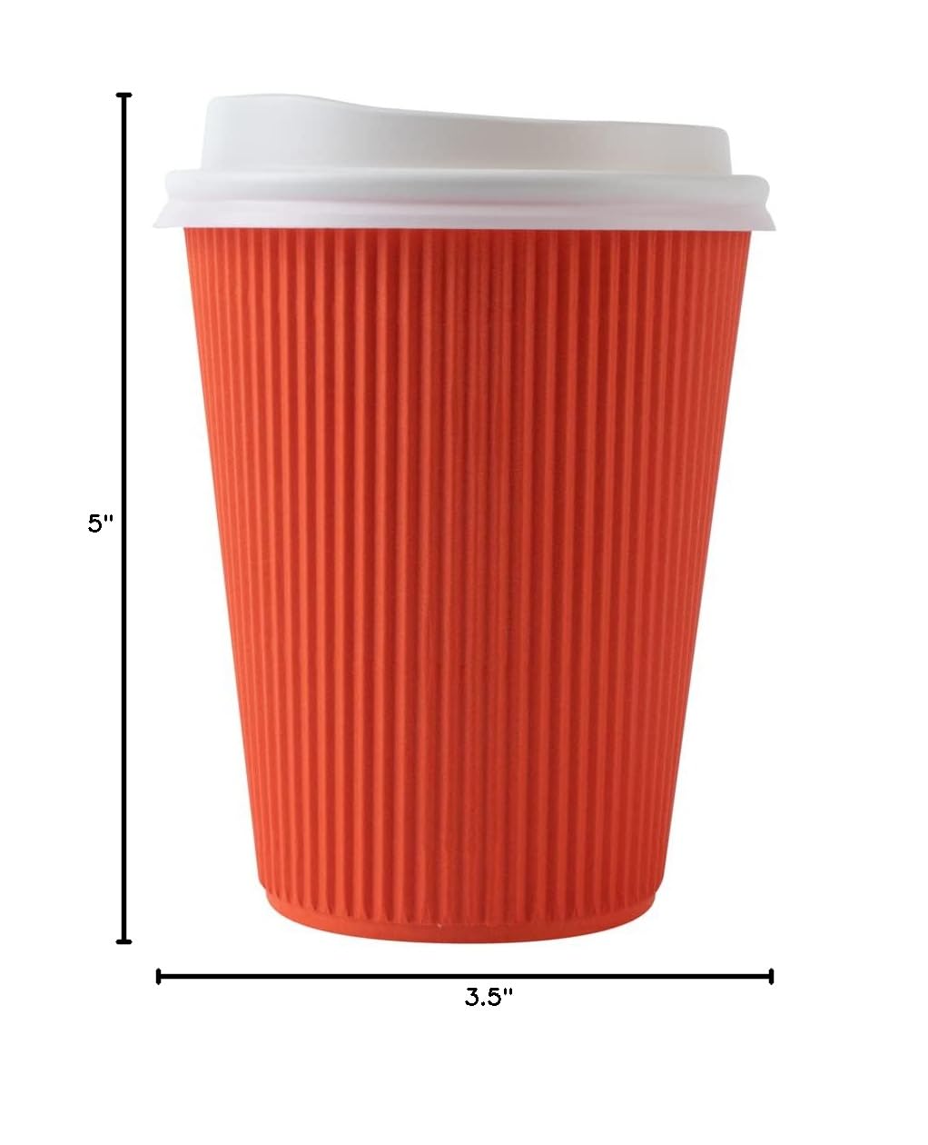 12oz Insulated Coffee Cups with Lids - 200 Pack Leakproof Disposable Hot Cups for Coffee, Tea & Cocoa | Non-Slip Ripple Wall Design | Tangerine Orange Paper Cups for Restaurants, Cafes & Office Use