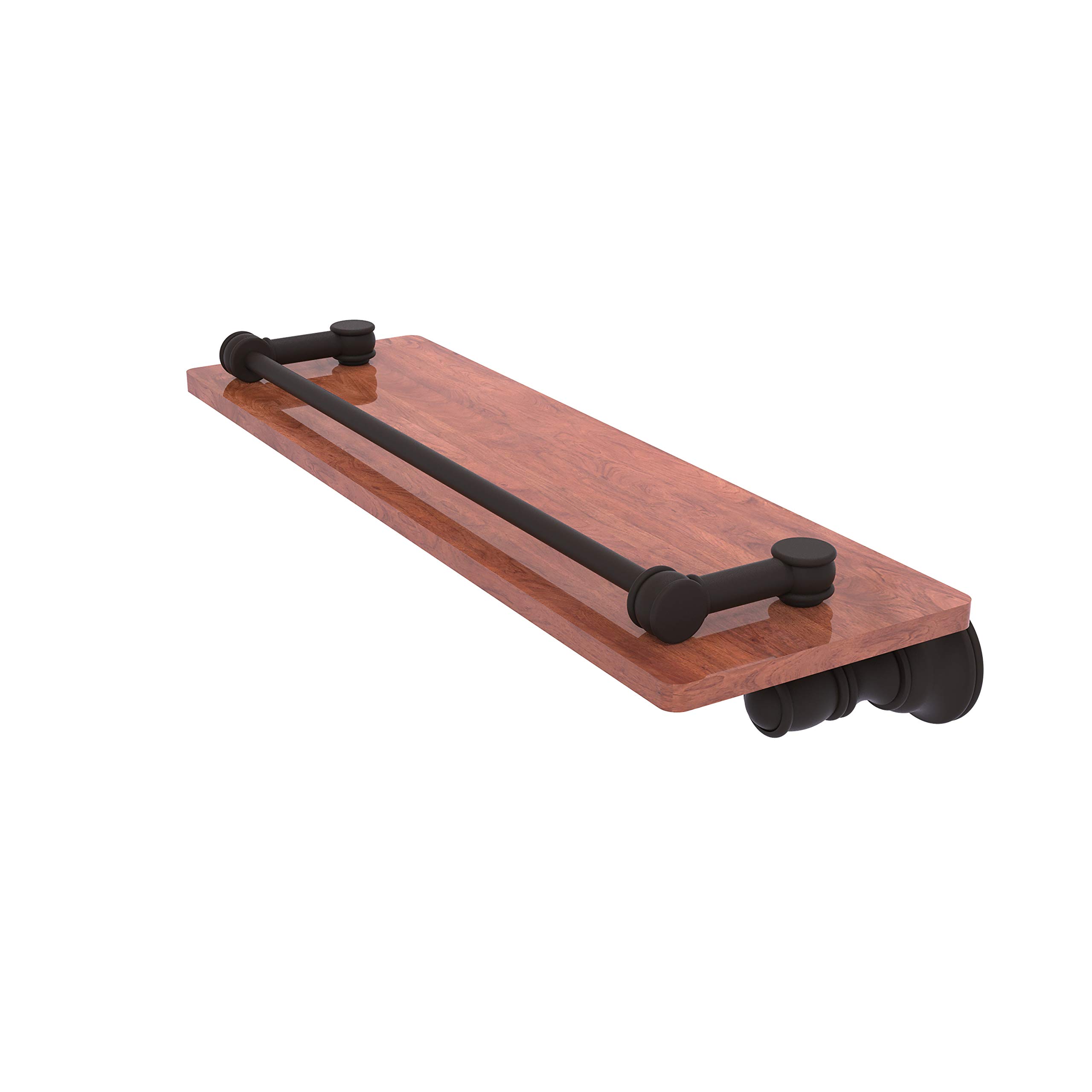 Allied Brass CL-1-16-GAL-IRW Carolina Collection 16 Inch Wooden Gallery Rail Shelf in Oil Rubbed Bronze - Perfect for Kitchen, Bathroom & Living Room Wall Decor