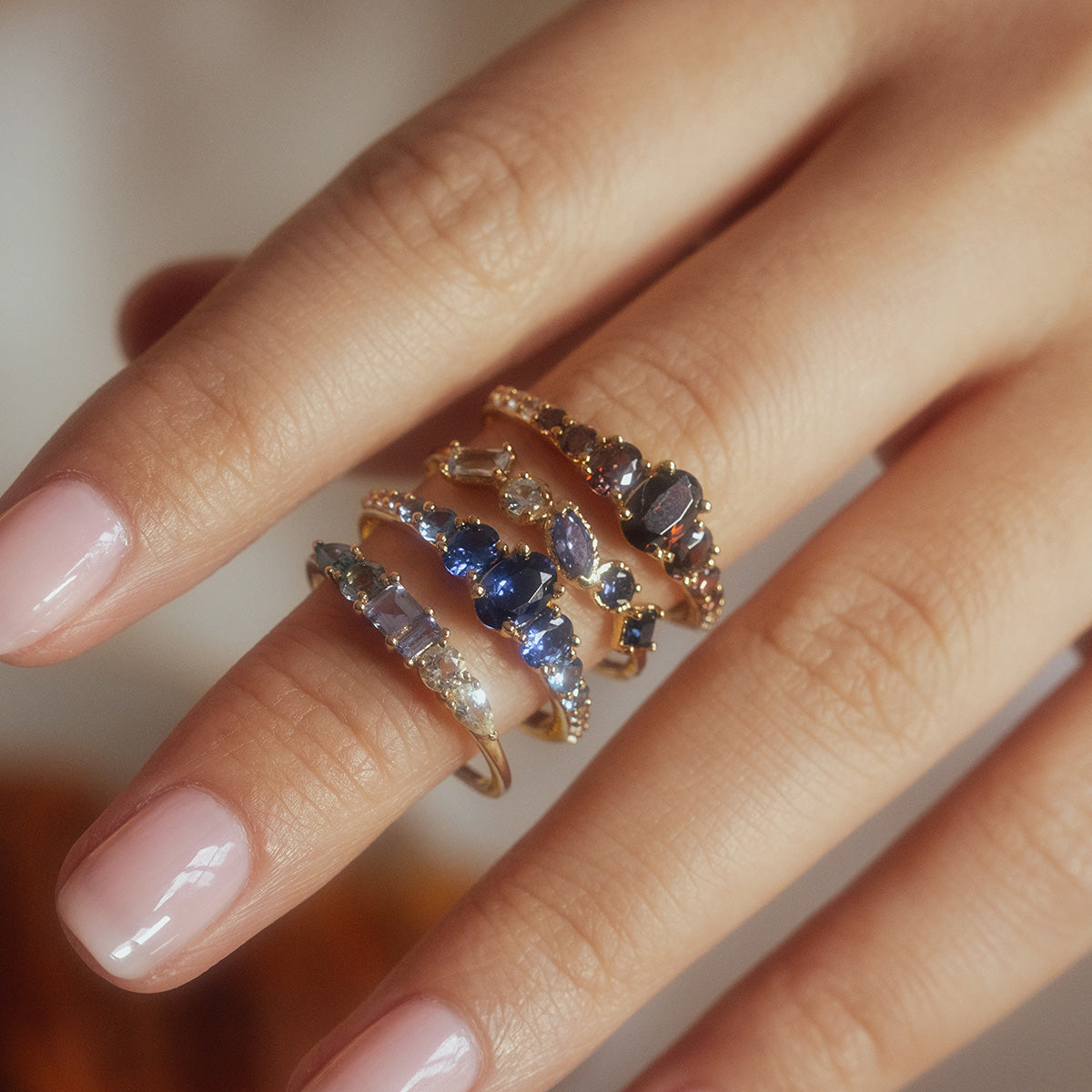 Solid Gold Modern Ombre Birthstone Ring - Personalized Birth Month Jewelry for Women | Perfect Gift for Birthday, Anniversary & Special Occasions