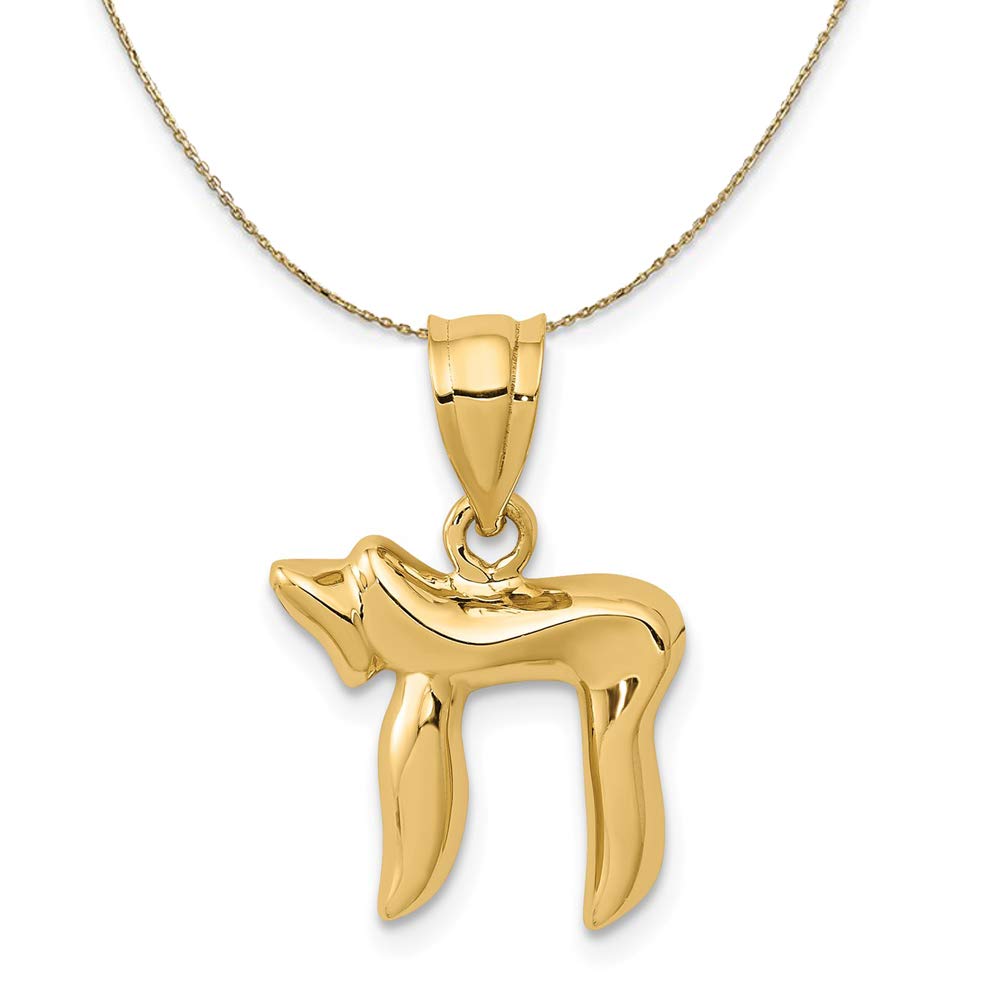 14k Yellow Gold Chai Necklace - Elegant Jewish Jewelry for Gifts