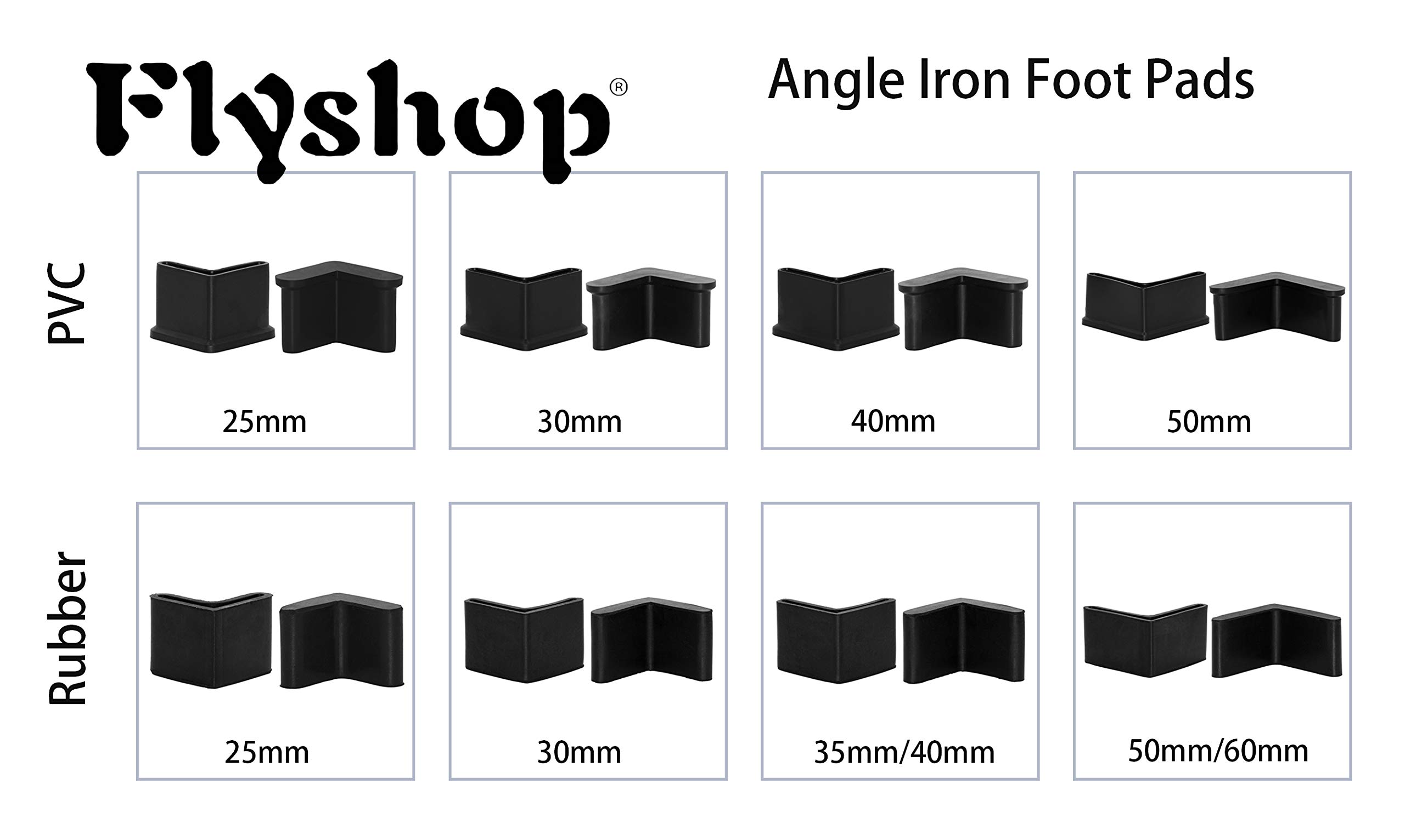 Flexible PVC L-Shaped Iron Shelving Leg Floor Protectors - Black Chair Leg End Caps (10PCS, 1-3/16