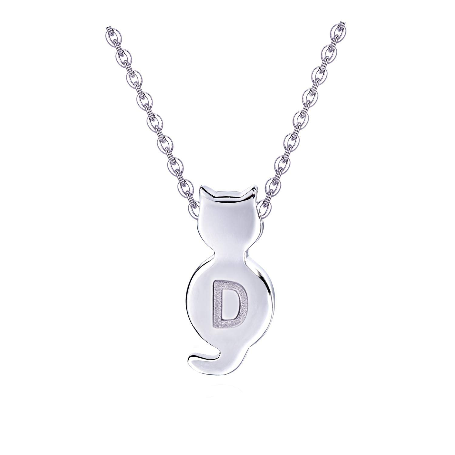 Stylish Sterling Silver Cat Necklace for Women - Elegant Initial Cat Pendant Jewelry - Perfect Gift for Cat Lovers & Everyday Wear