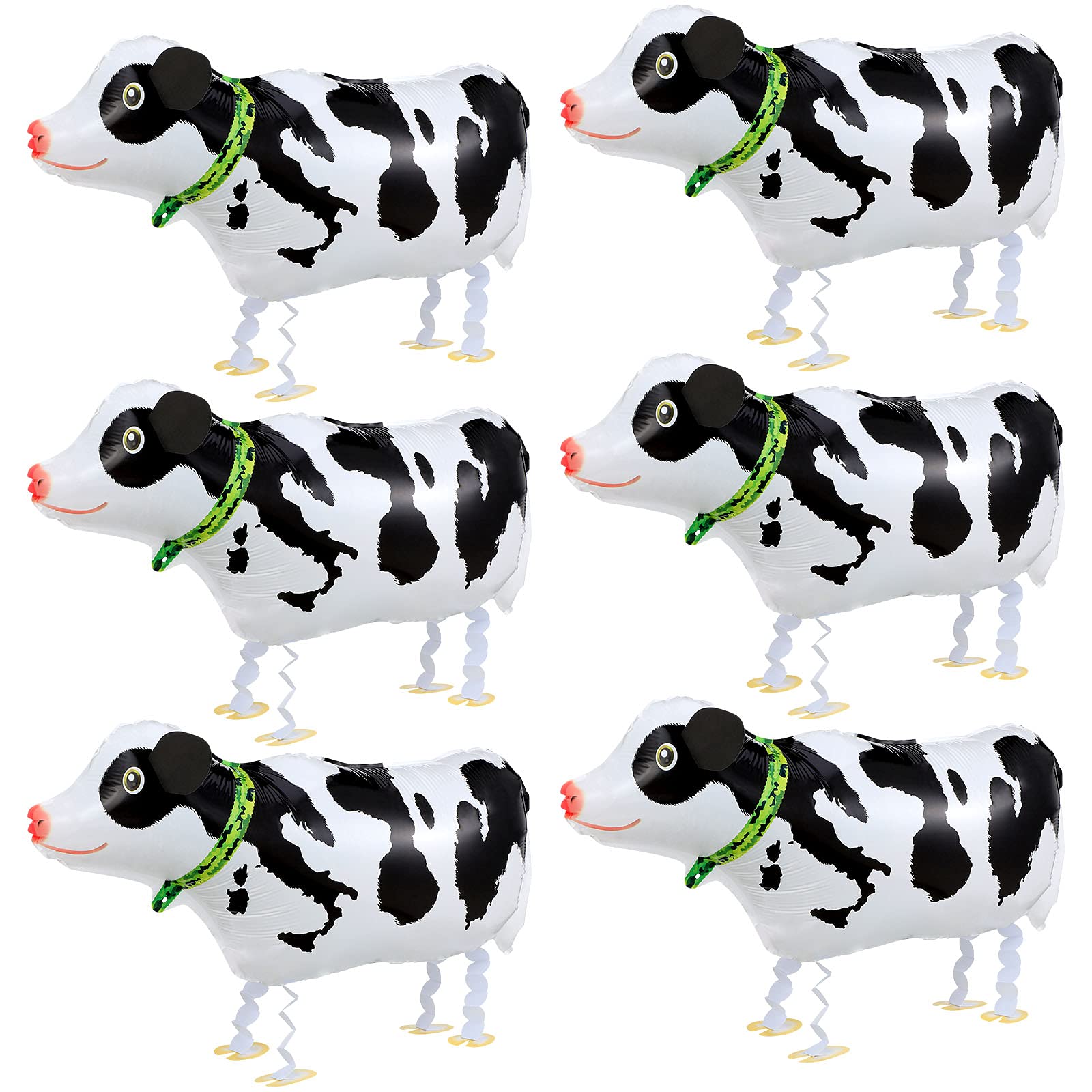 6-Piece Cow Walking Animal Balloons - Helium Foil Air Walker Pet Balloons for Farm Theme Party Decorations, Baby Shower, Wedding & Birthday Favors | Perfect for Animal-Themed Parties, Indoor/Outdoor Events & Kids' Playtime