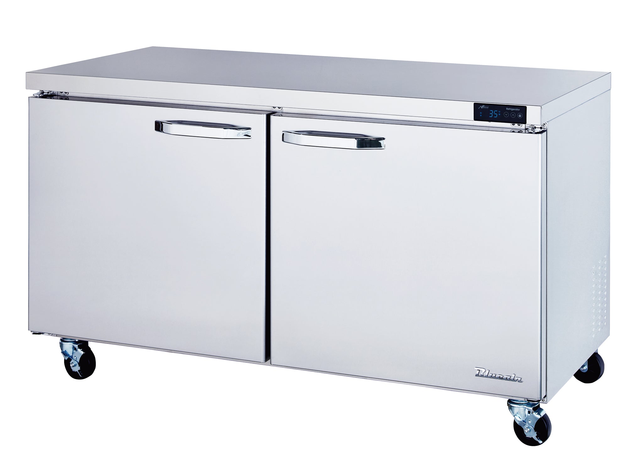 BlueAir BLUR60 HC 2-Door Stainless Steel Undercounter Refrigerator - 60 Inch Wide, 16.5 cu/ft Capacity, Eco-Friendly R290 Refrigerant - Perfect for Restaurants, Bars, and Commercial Kitchens