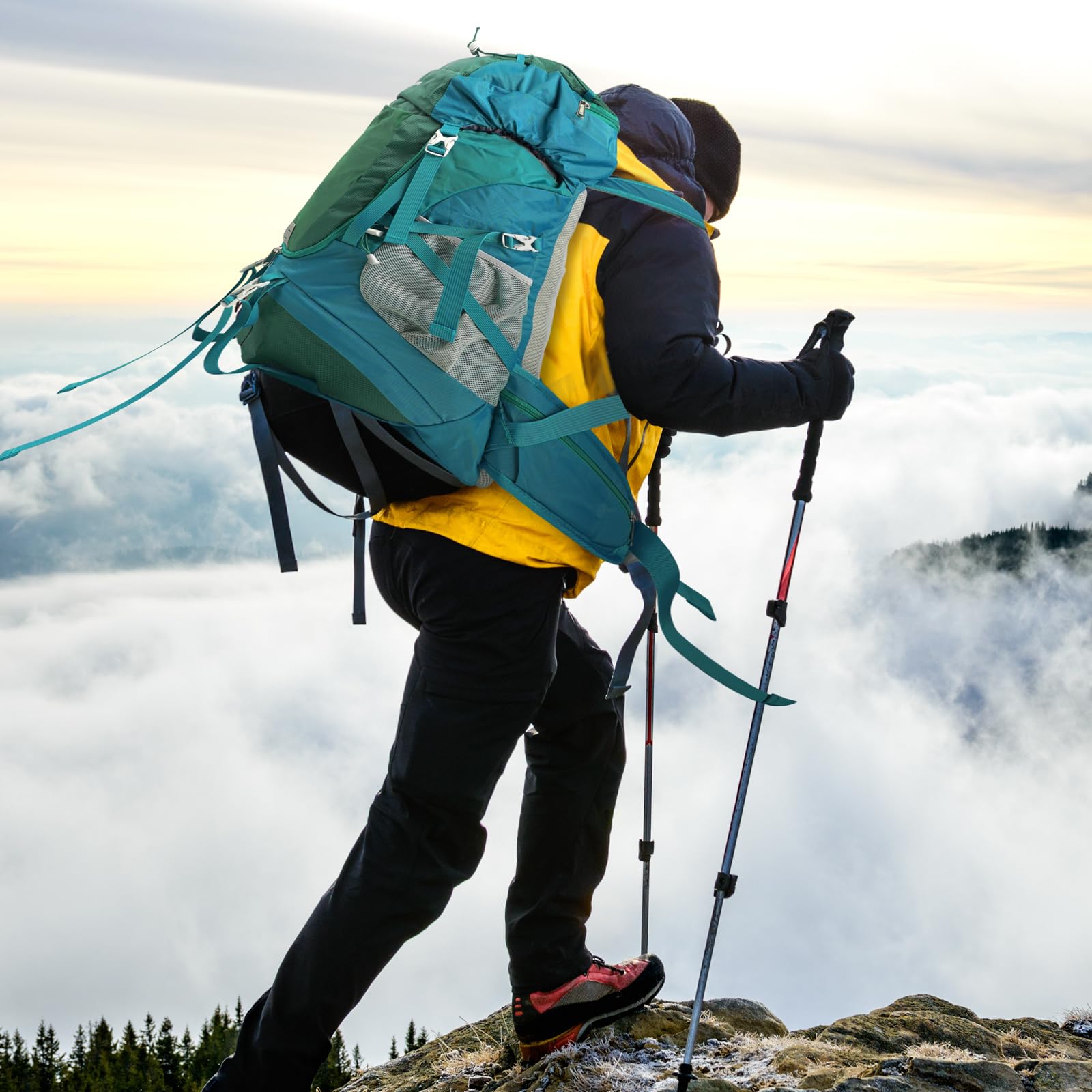 50L Lightweight Hiking Backpack with Waterproof Rain Cover - Durable Outdoor Travel Backpack for Climbing, Camping & Trekking (Green) | Perfect for Day Hikes, Mountain Adventures & Travel Gear